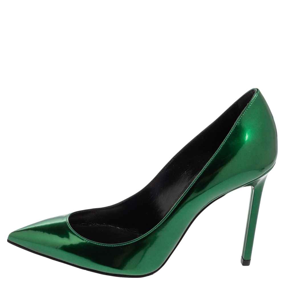 

Saint Laurent Green Leather Anja Pointed Toe Pumps Size