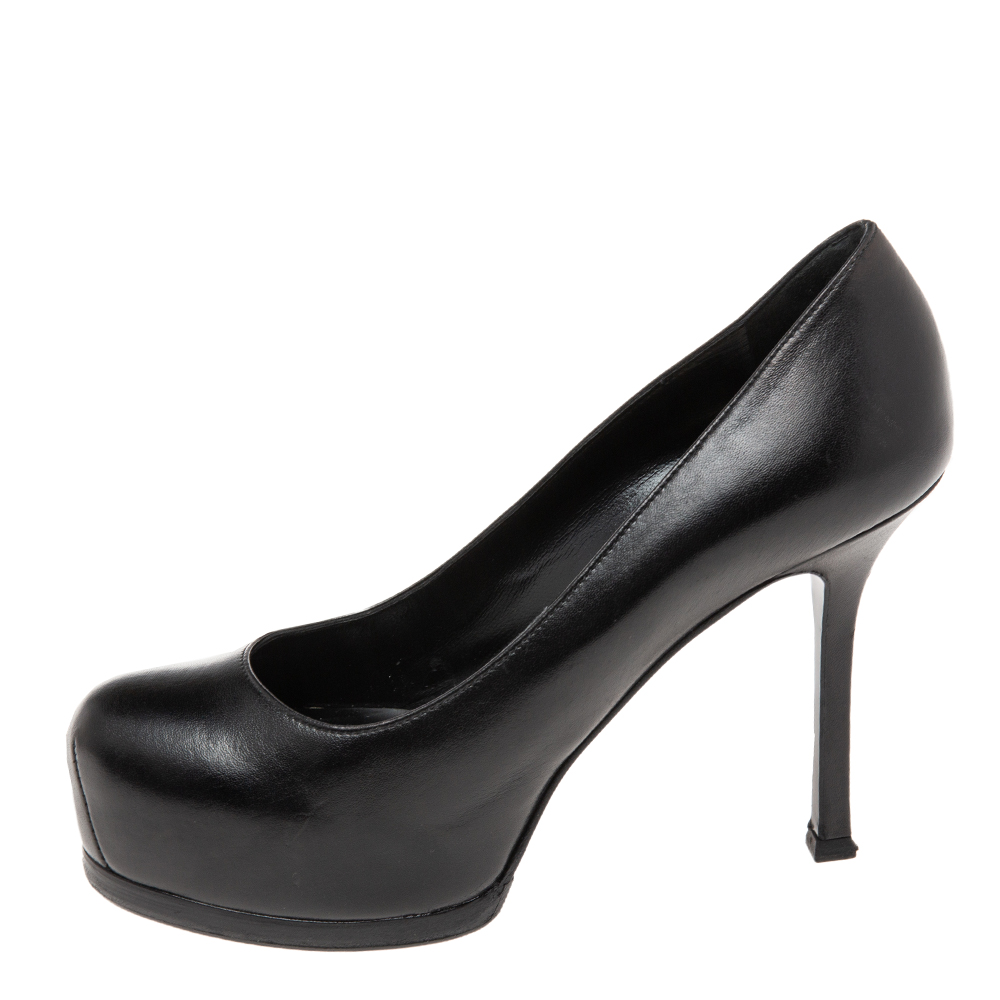 

Saint Laurent Black Leather Tribtoo Platform Pumps Size