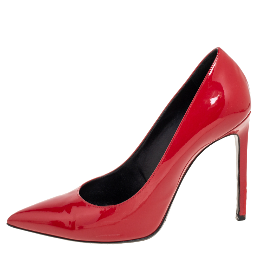 

Saint Laurent Red Patent Leather Skinny Pointed Toe Pumps Size
