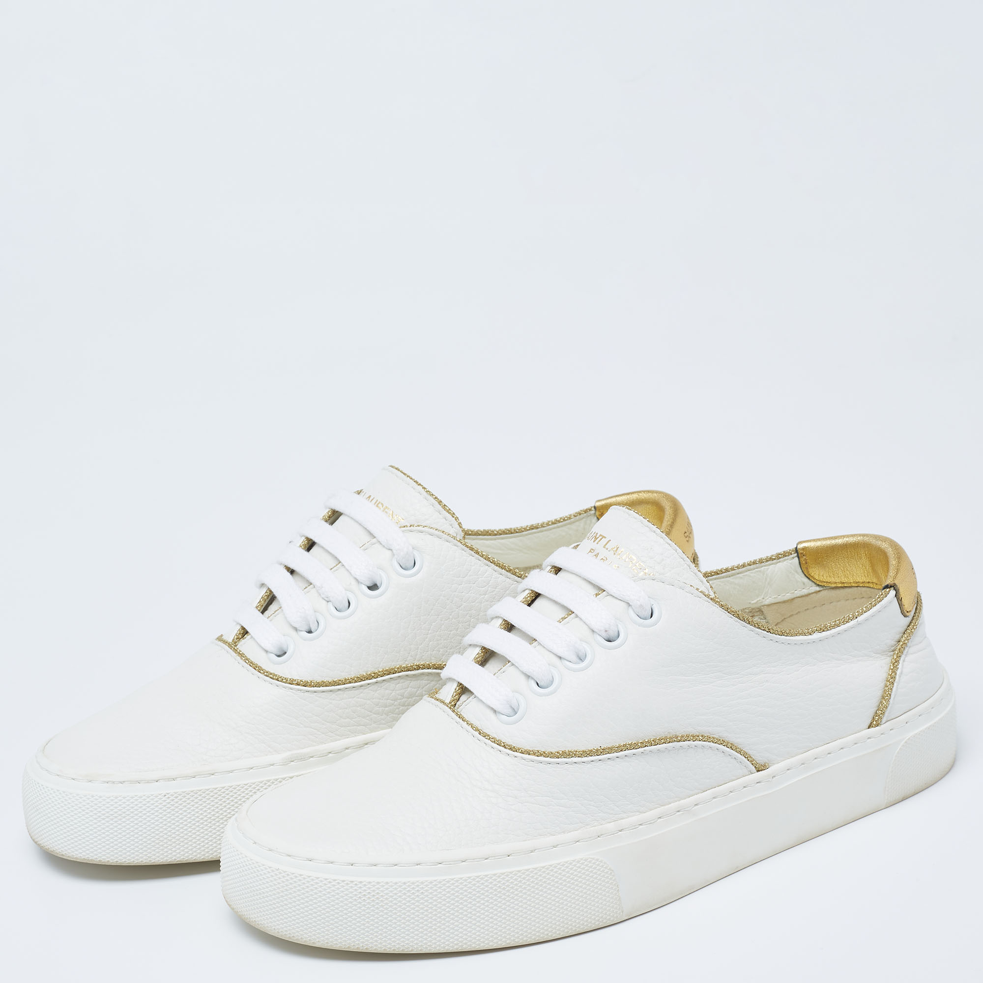 

Saint Laurent White Leather Low Top Sneakers Size