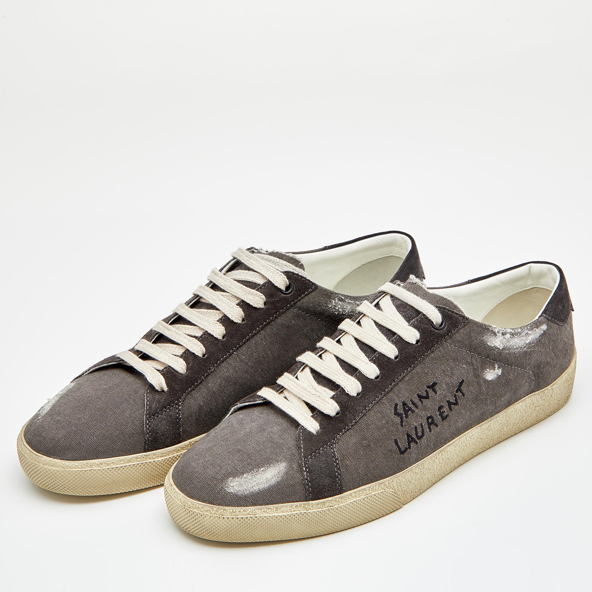 

Saint Laurent Grey Canvas Court Classic SL/06 Sneakers Size