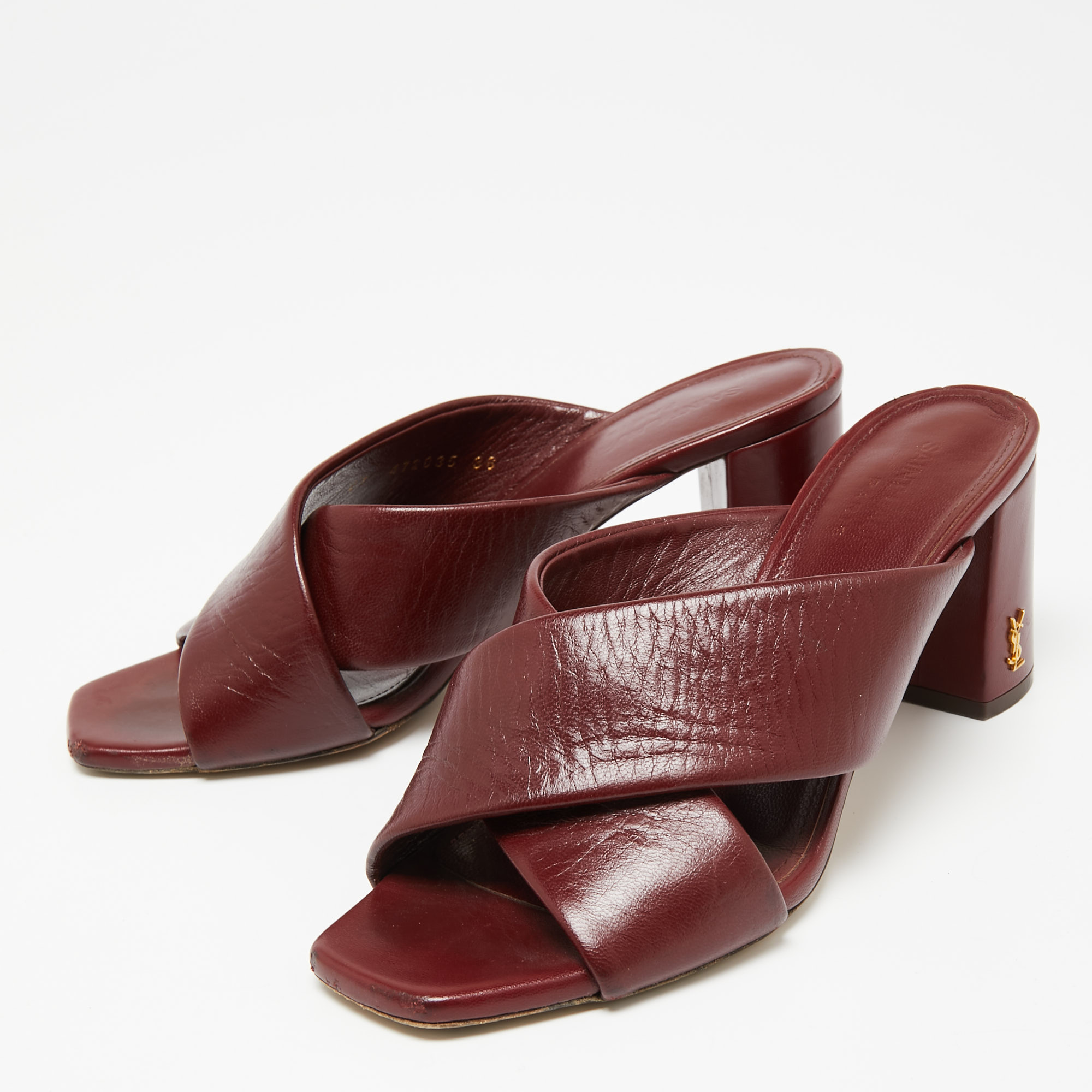 

Saint Laurent Burgundy Leather LouLou Mules Size