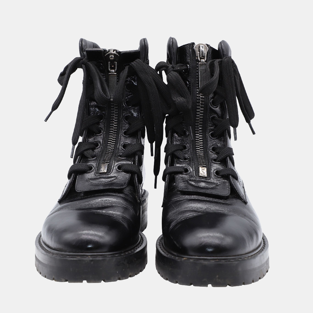 

Saint Laurent Paris Black Leather Combat Boots Size EU