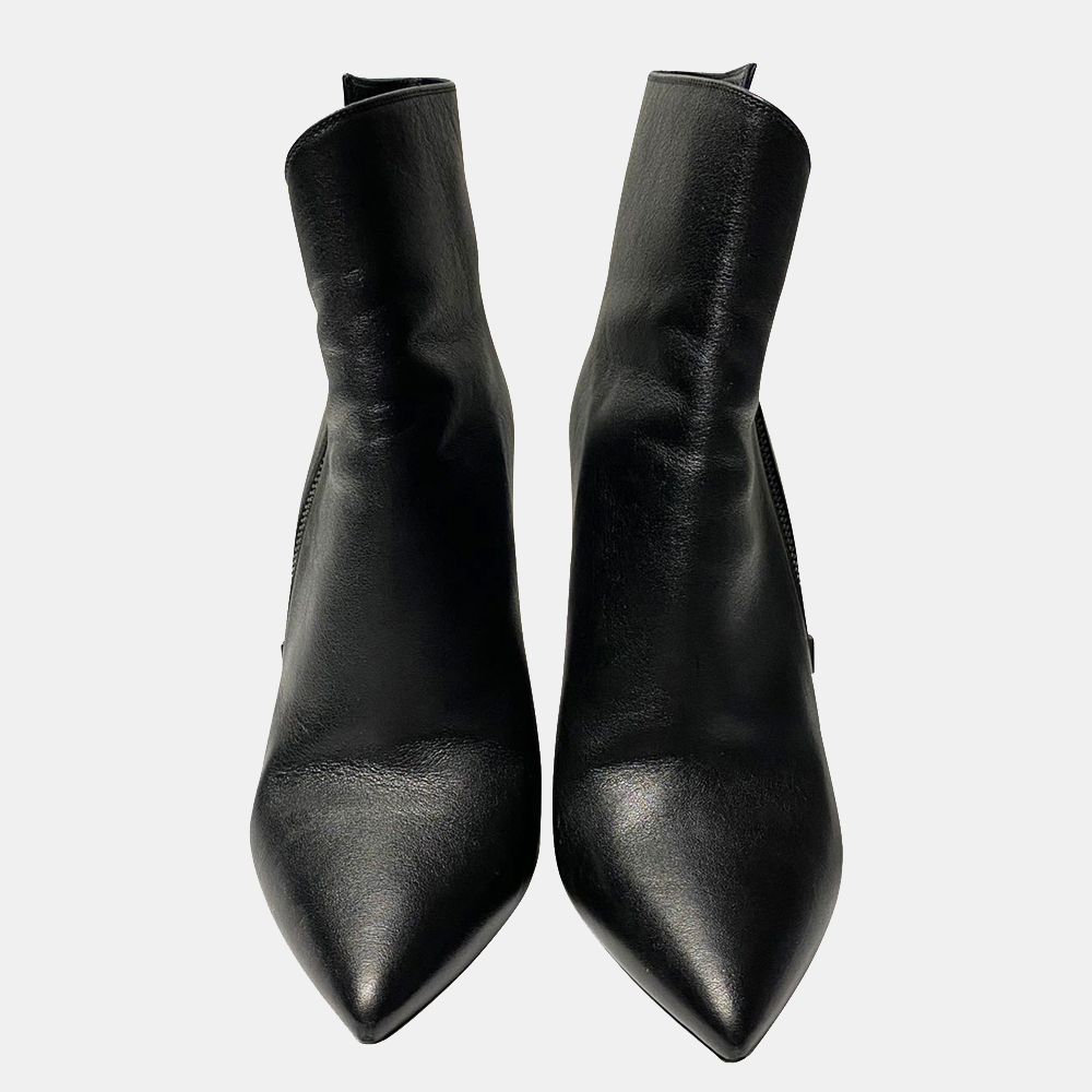 

Saint Laurent Paris Black Leather Niki 85 Asymmetric Boots Size EU