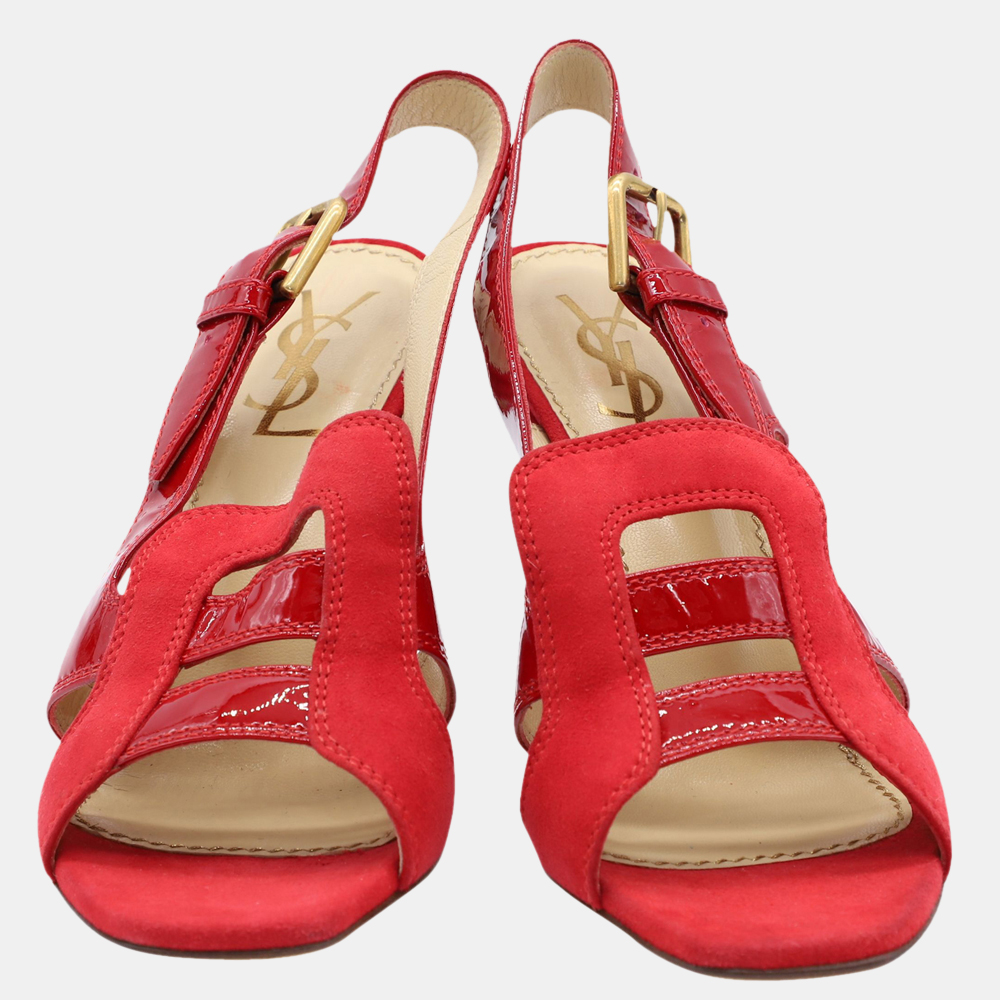 

Saint Laurent Red Leather Slingback Sandals US 5/EU