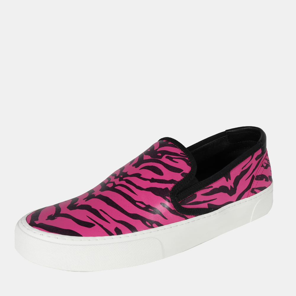 

Saint Laurent Paris Pink Venice 'Zebra Stripes Slip-On Shoes EU