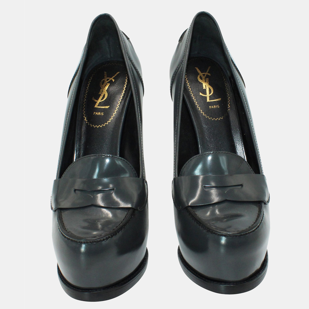 

Saint Laurent Paris Black Leather Platform Pumps Size EU