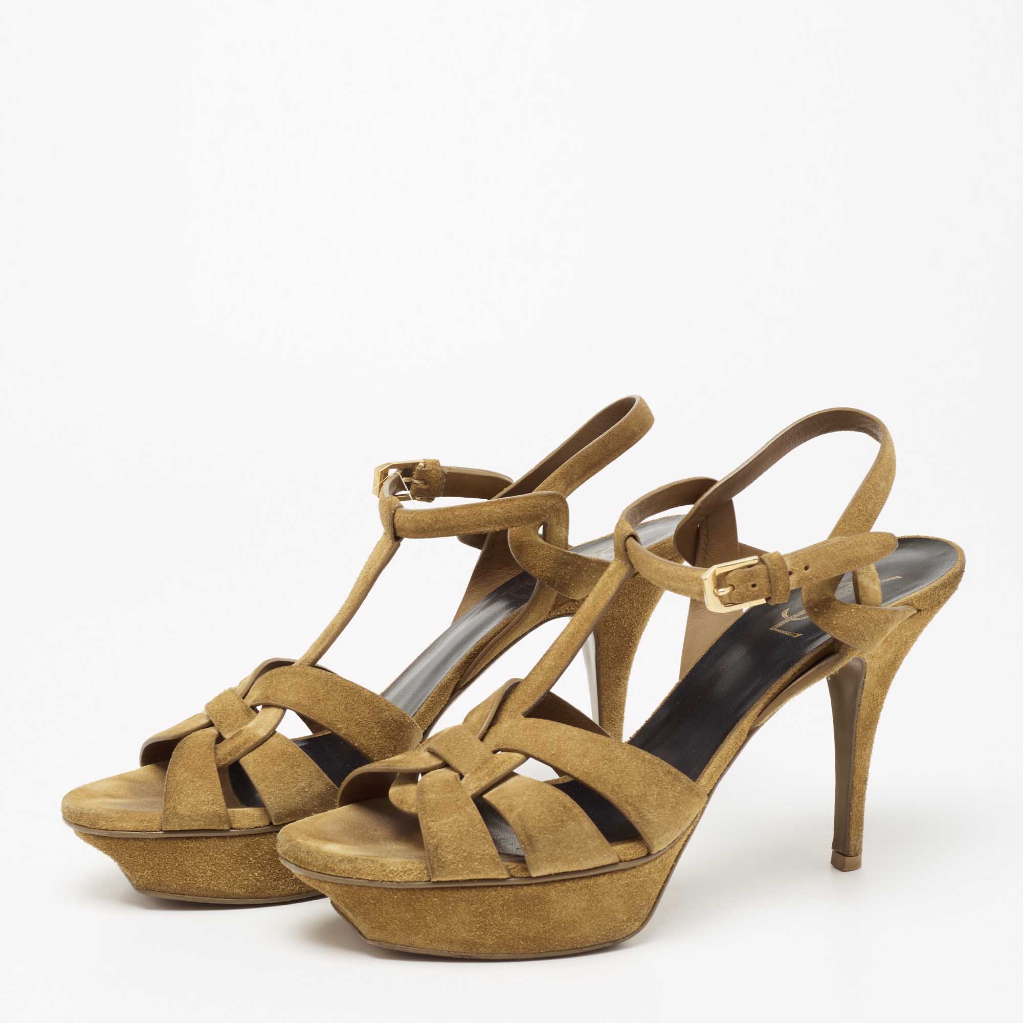 

Saint Laurent Brown Suede Tribute Sandals Size