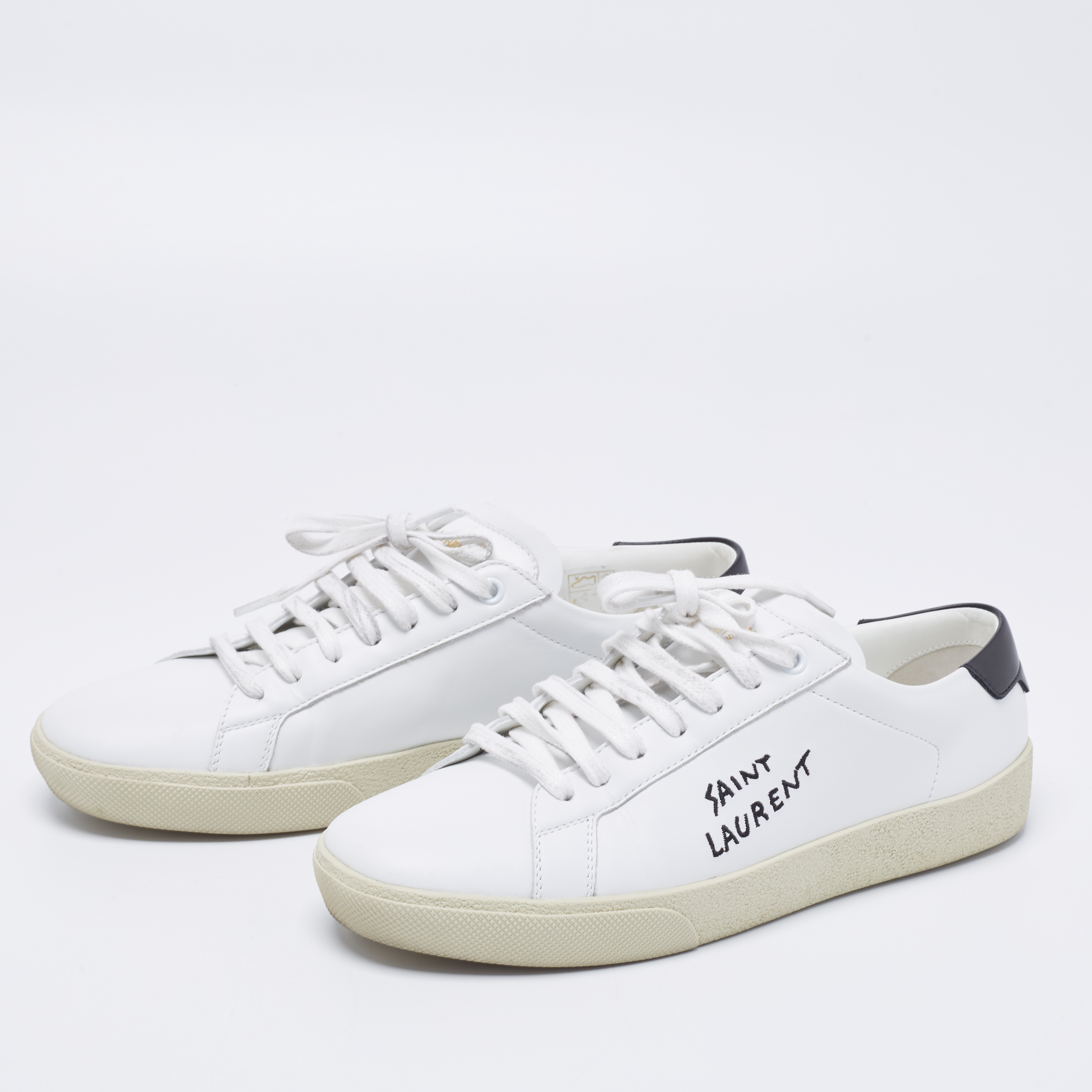 

Saint Laurent White Leather Lace Up Sneakers Size