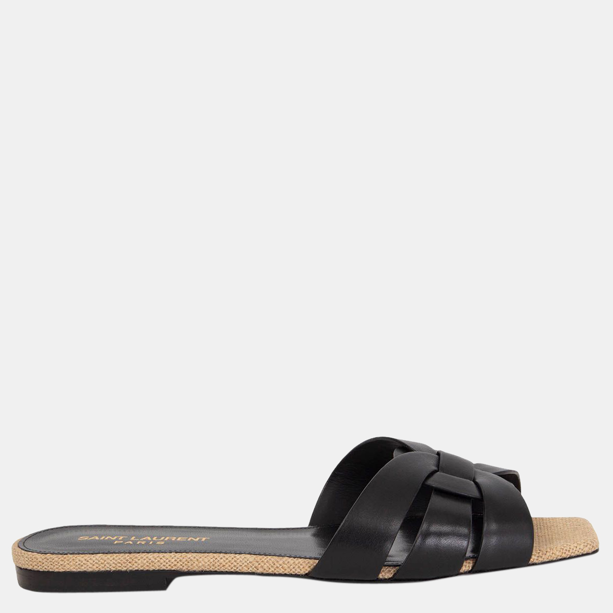 

Saint Laurent Paris Black Leather Tribute Flat Slides EU