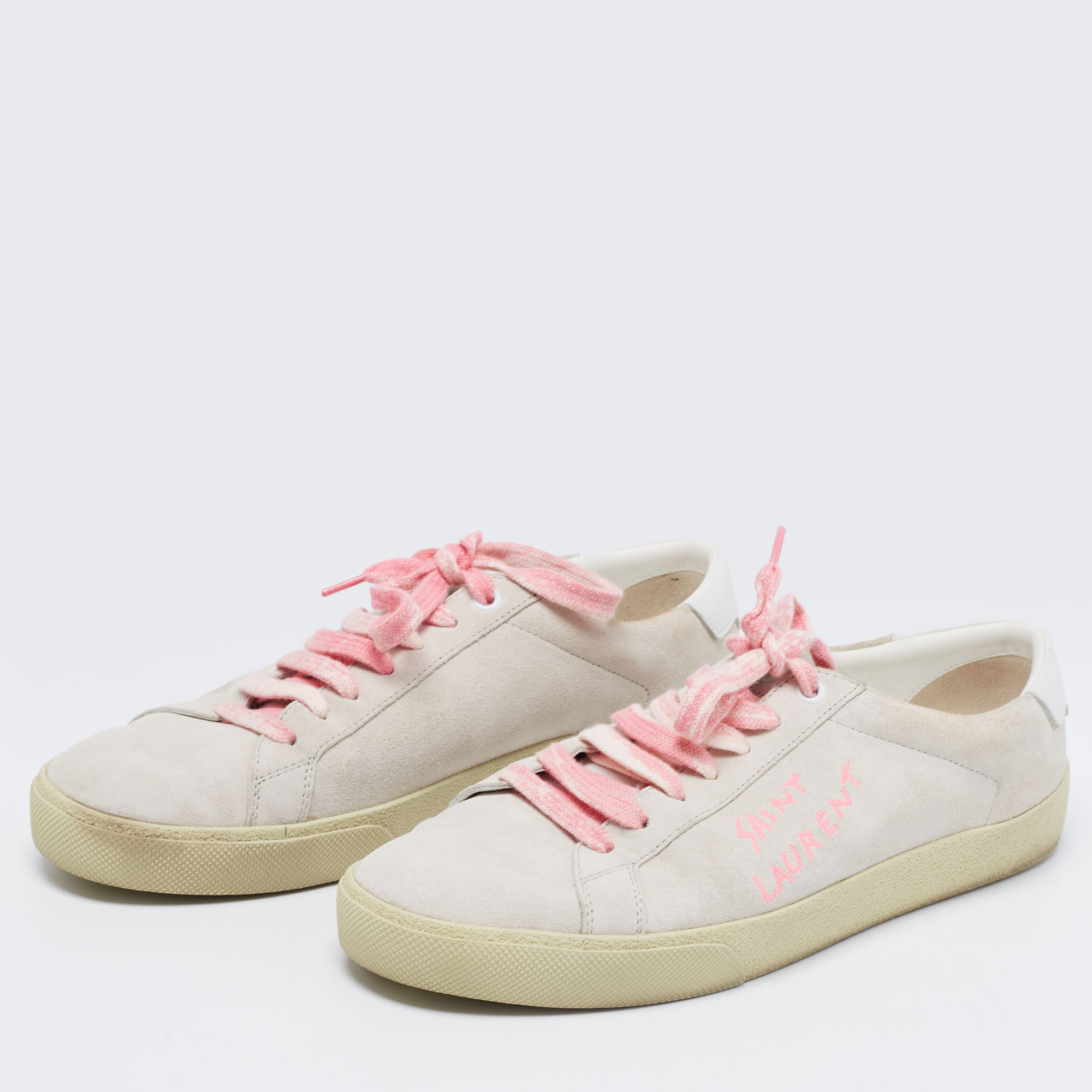 

Saint Laurent Grey Suede Court Classic Low-Top Sneakers Size