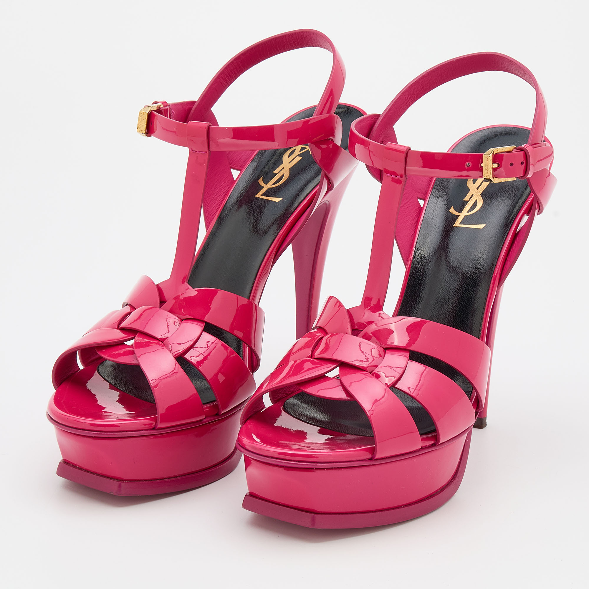 

Saint Laurent Pink Patent Leather Tribute Sandals Size