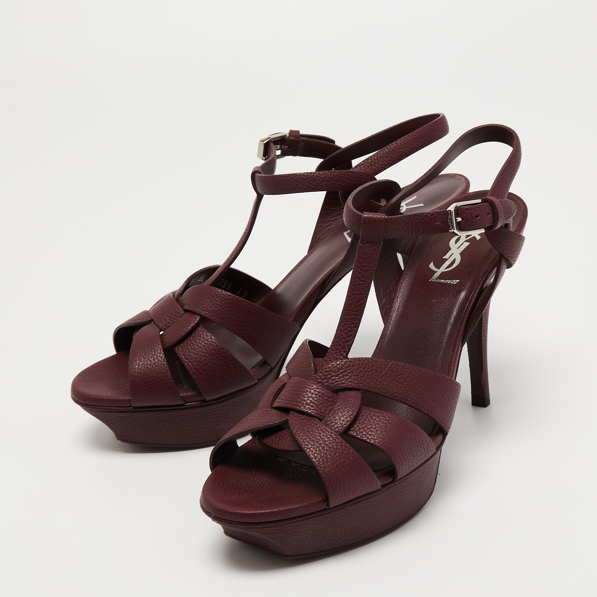 

Saint Laurent Burgundy Leather Tribute Sandals Size