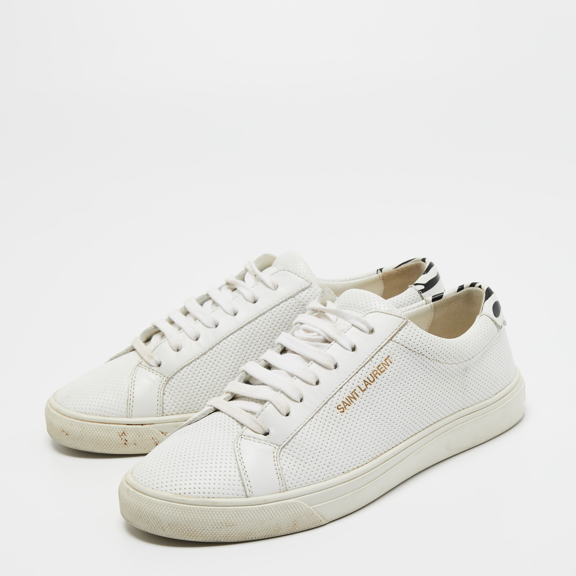 

Saint Laurent White Leather Low Top Sneakers Size
