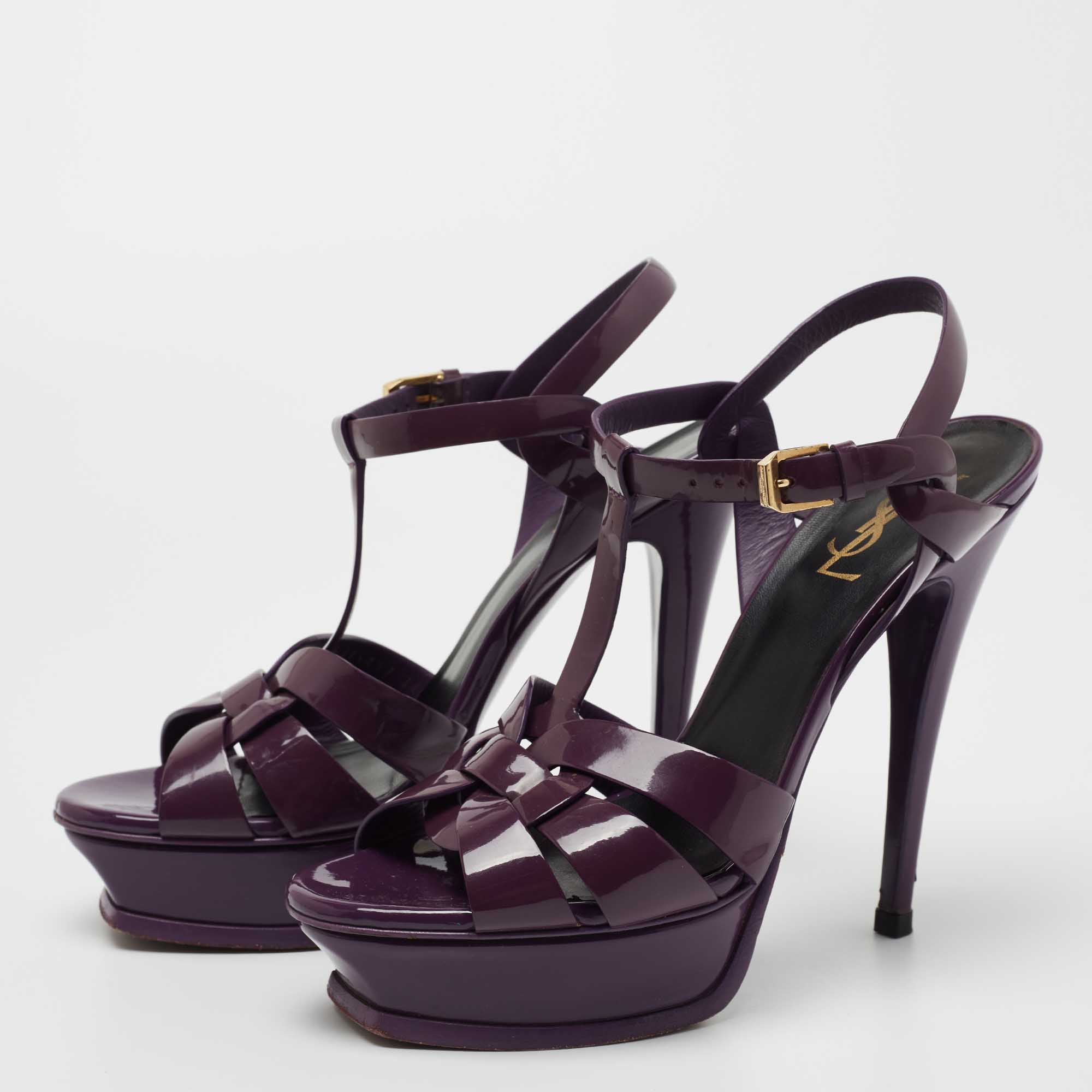 

Saint Laurent Purple Leather Tribute Sandals Size