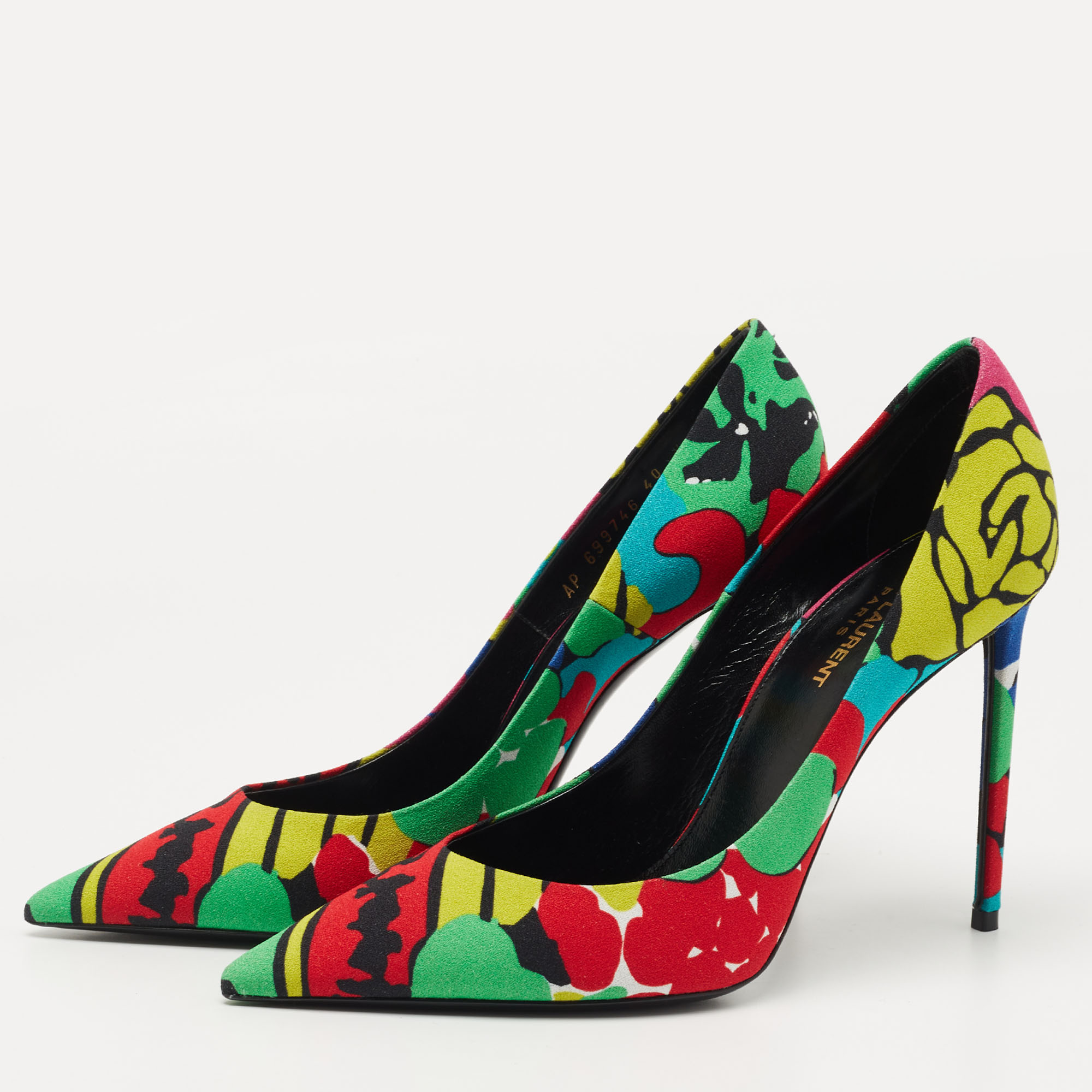 

Saint Laurent Multicolor Printed Fabric Zoe Pumps Size