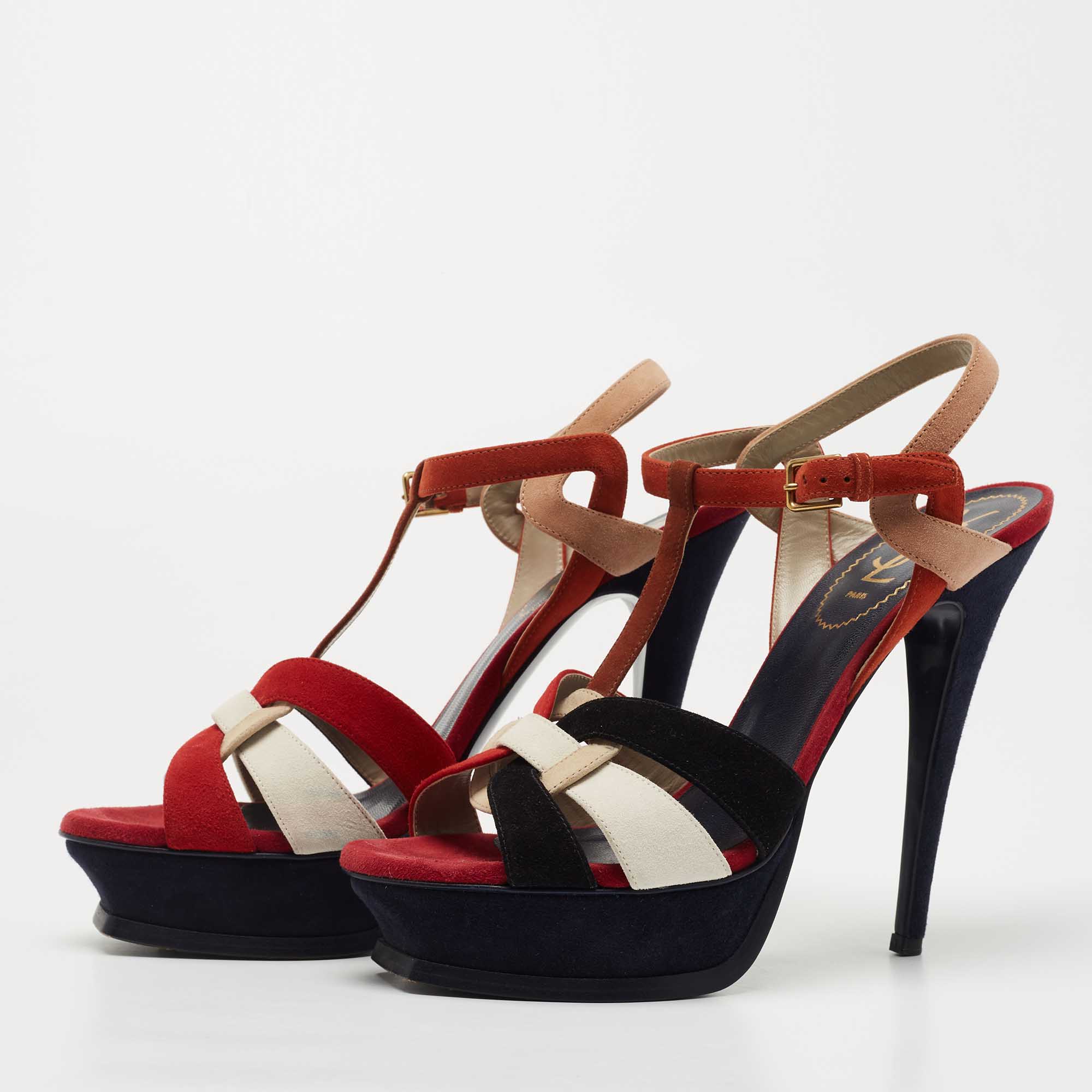 

Saint Laurent Multicolor Suede Tribute Sandals Size