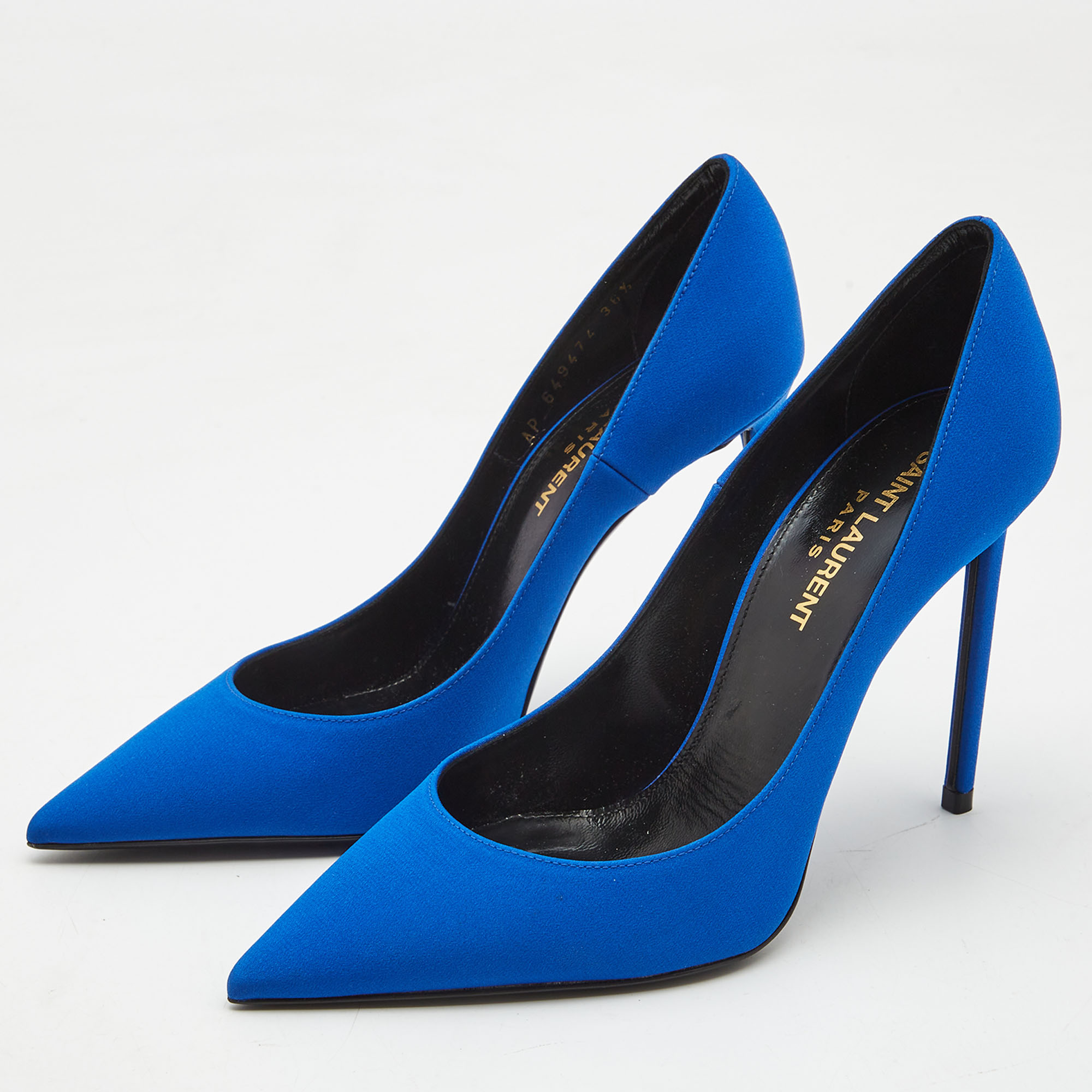 

Saint Laurent Navy Blue Canvas Pointed Pumps Size