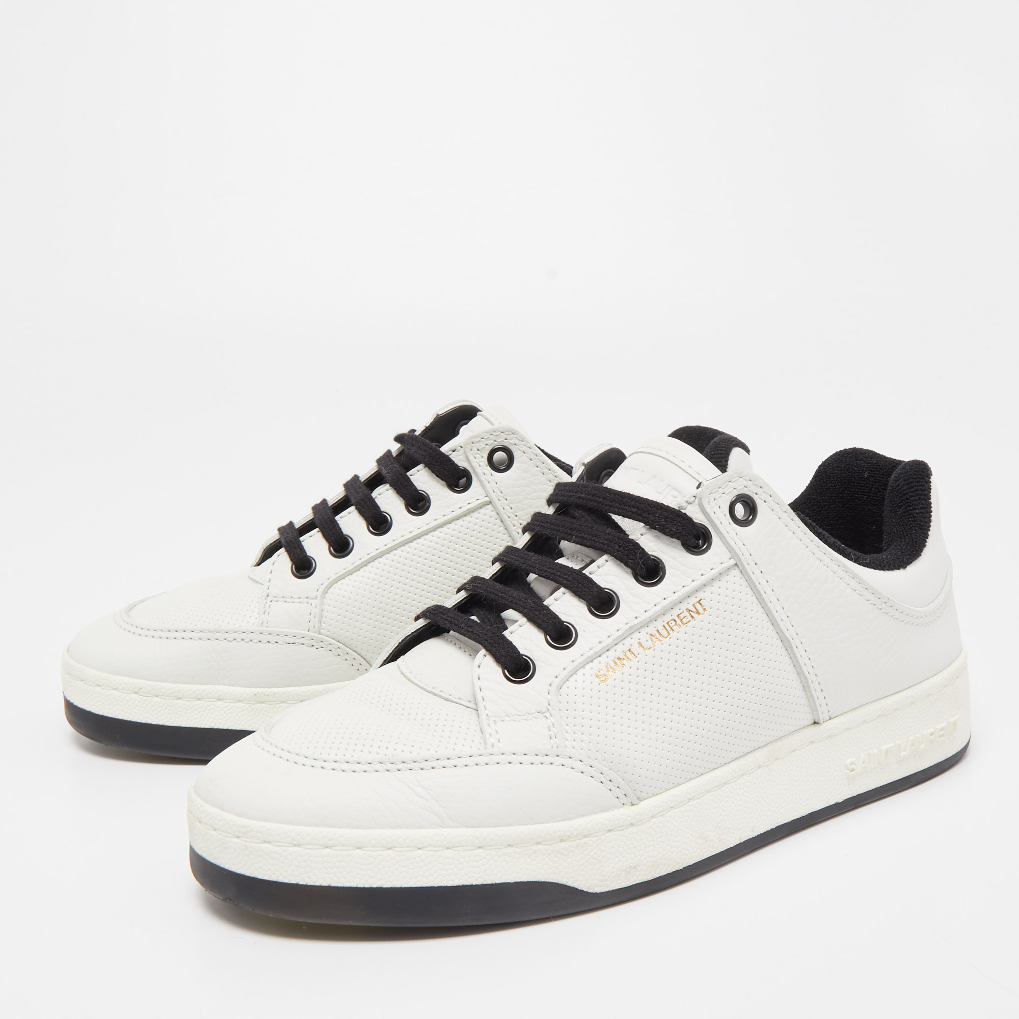 

Saint Laurent White Leather Lace Up Sneakers Size