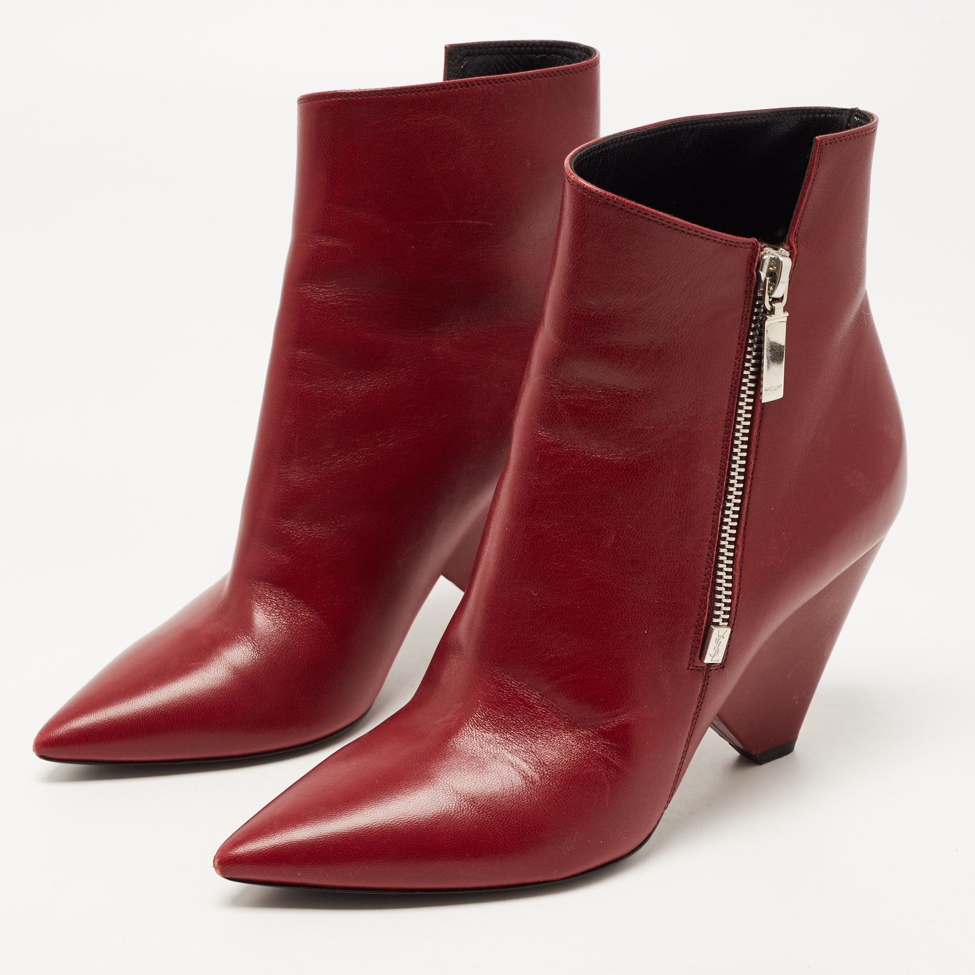 

Saint Laurent Burgundy Leather Niki Ankle Boots Size