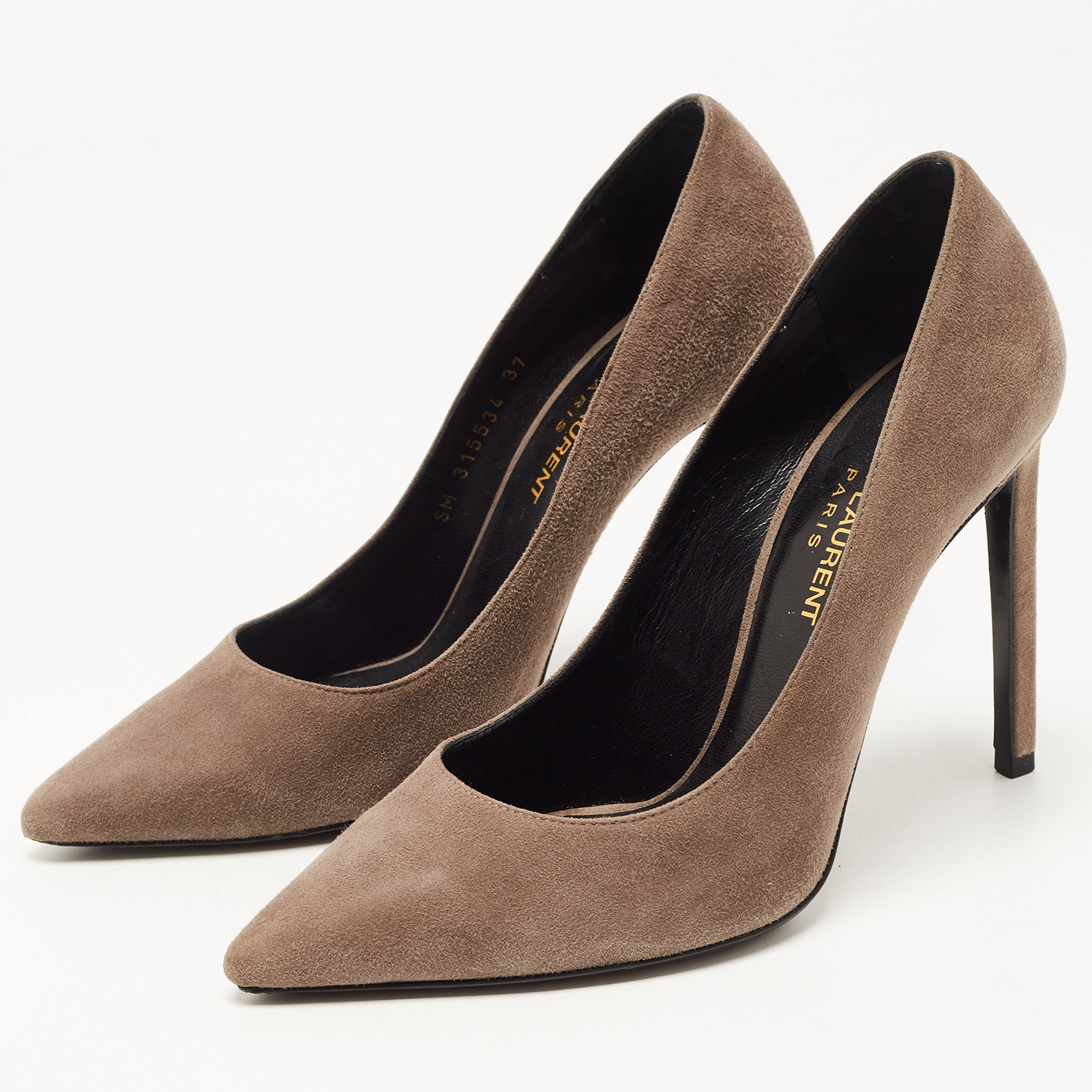 

Saint Laurent Grey Suede Pointed Toe Platform Pumps Size