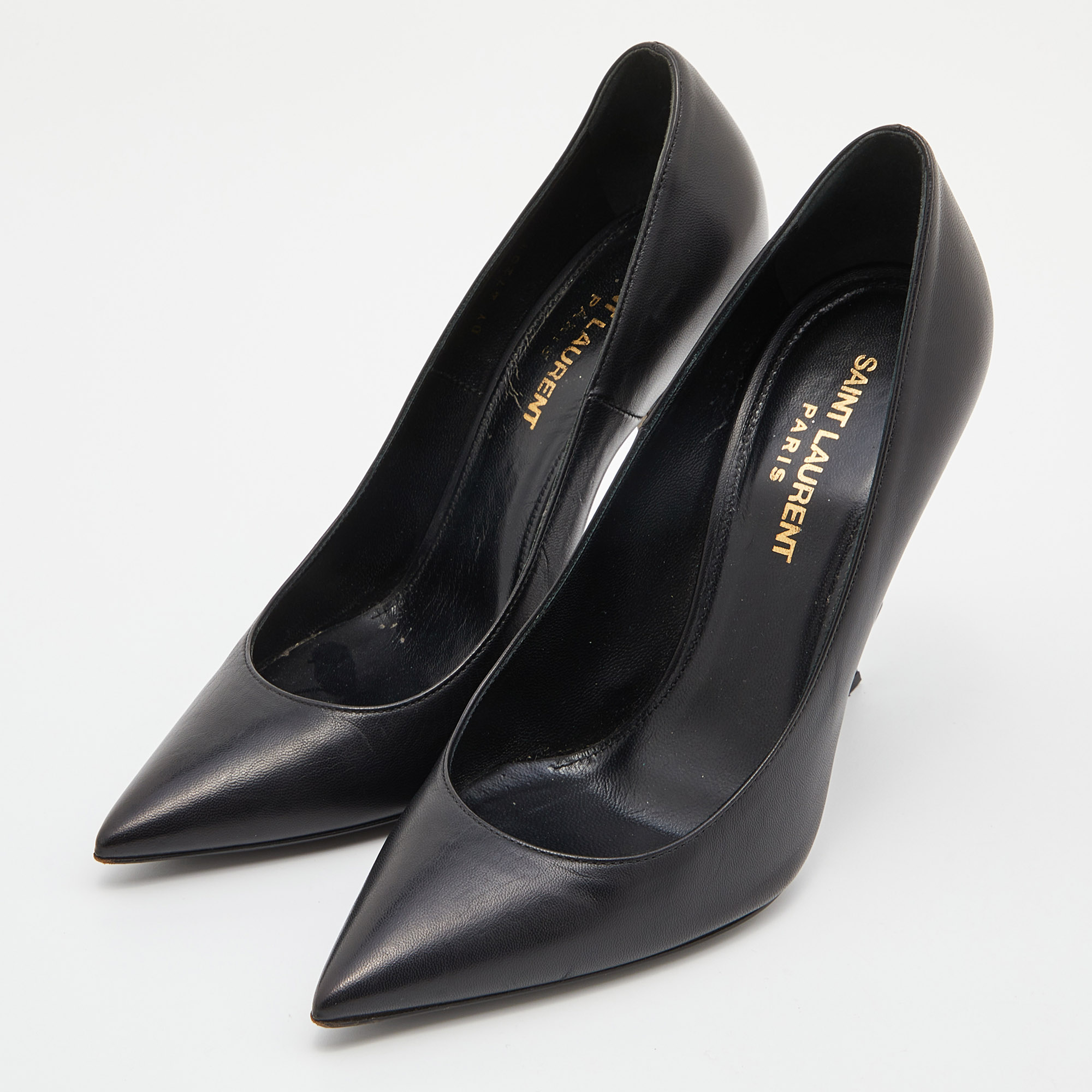 

Saint Laurent Black Leather Opyum Pointed Toe Pumps Size