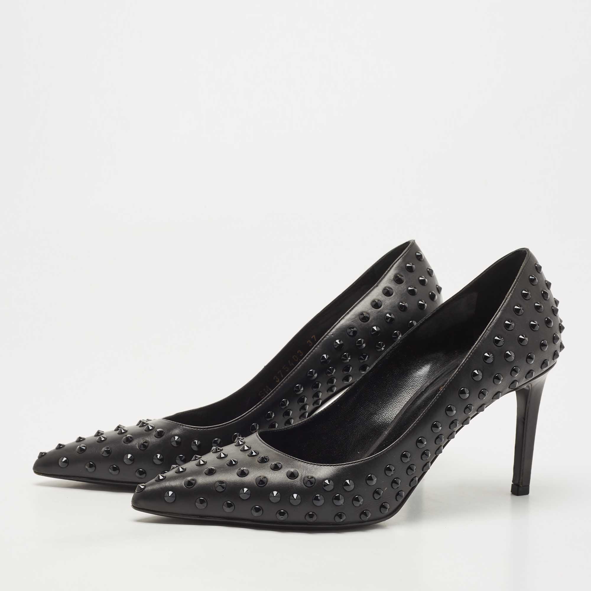 

Saint Laurent Black Leather Spiked Pumps Size