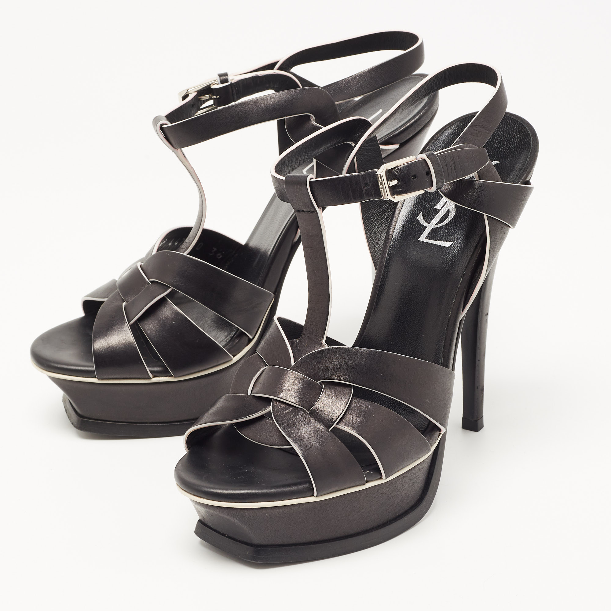 

Saint Laurent Black Leather Tribute Sandals Size