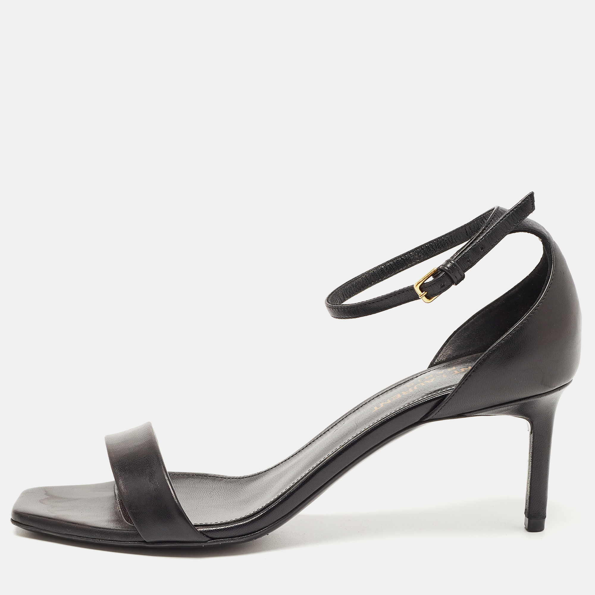 

Saint Laurent Black Leather Jane Ankle Strap Sandals Size