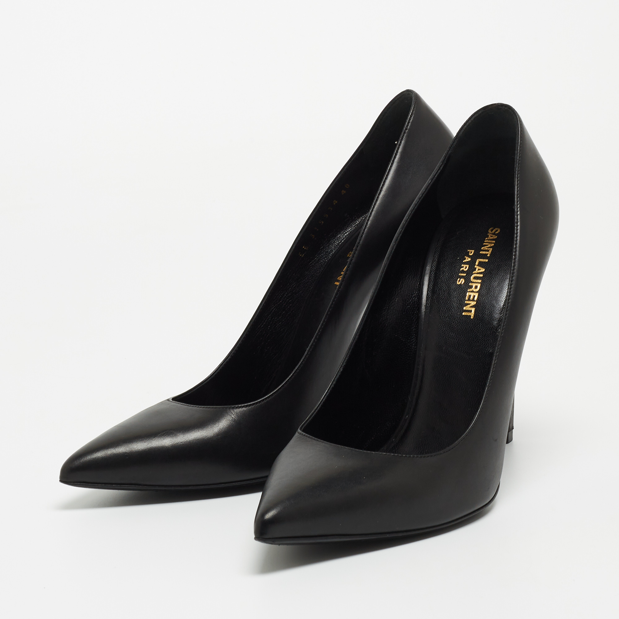 

Saint Laurent Paris Black Leather Anja Pointed Toe Pumps Size