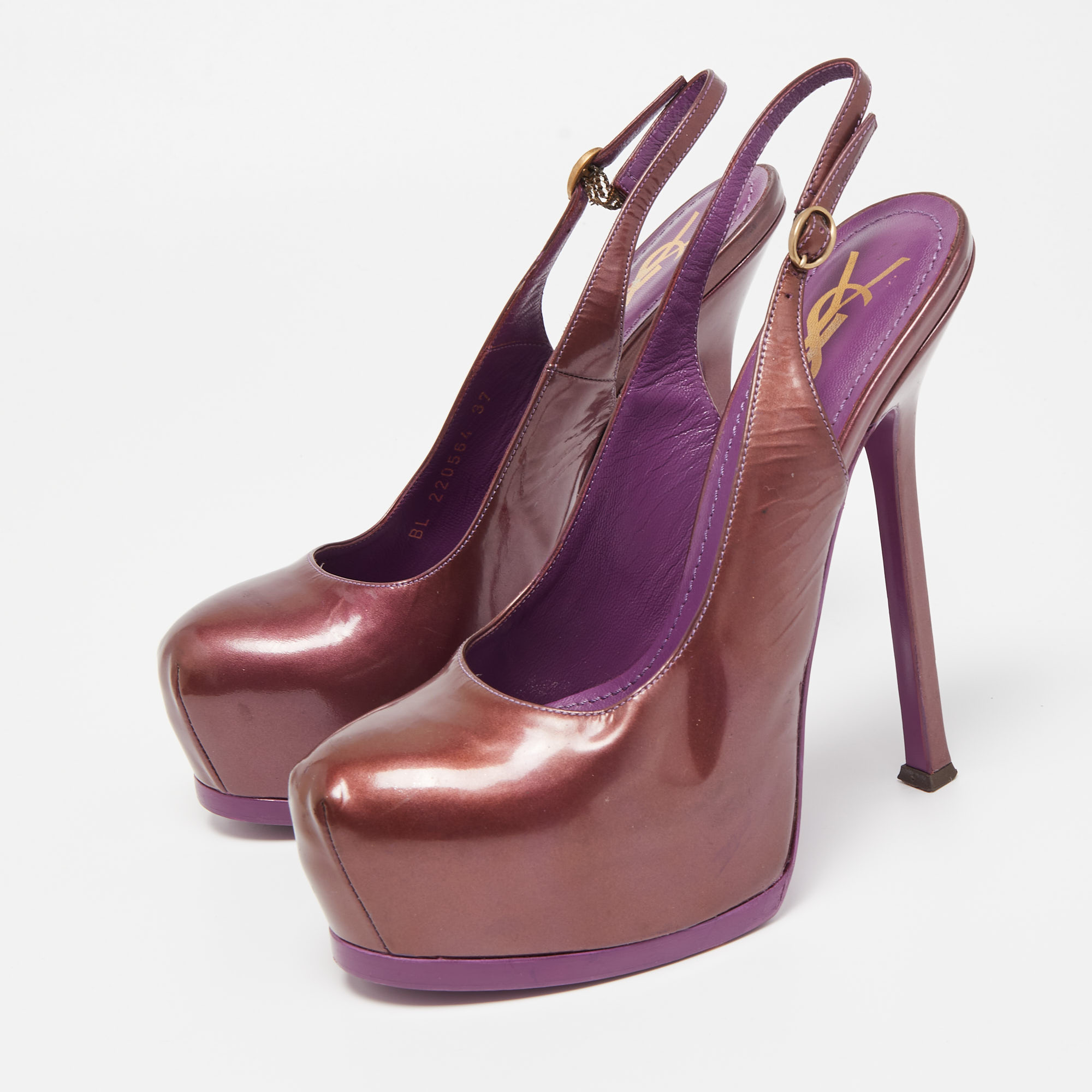 

Saint Laurent Purple Leather Tribtoo Pumps Size