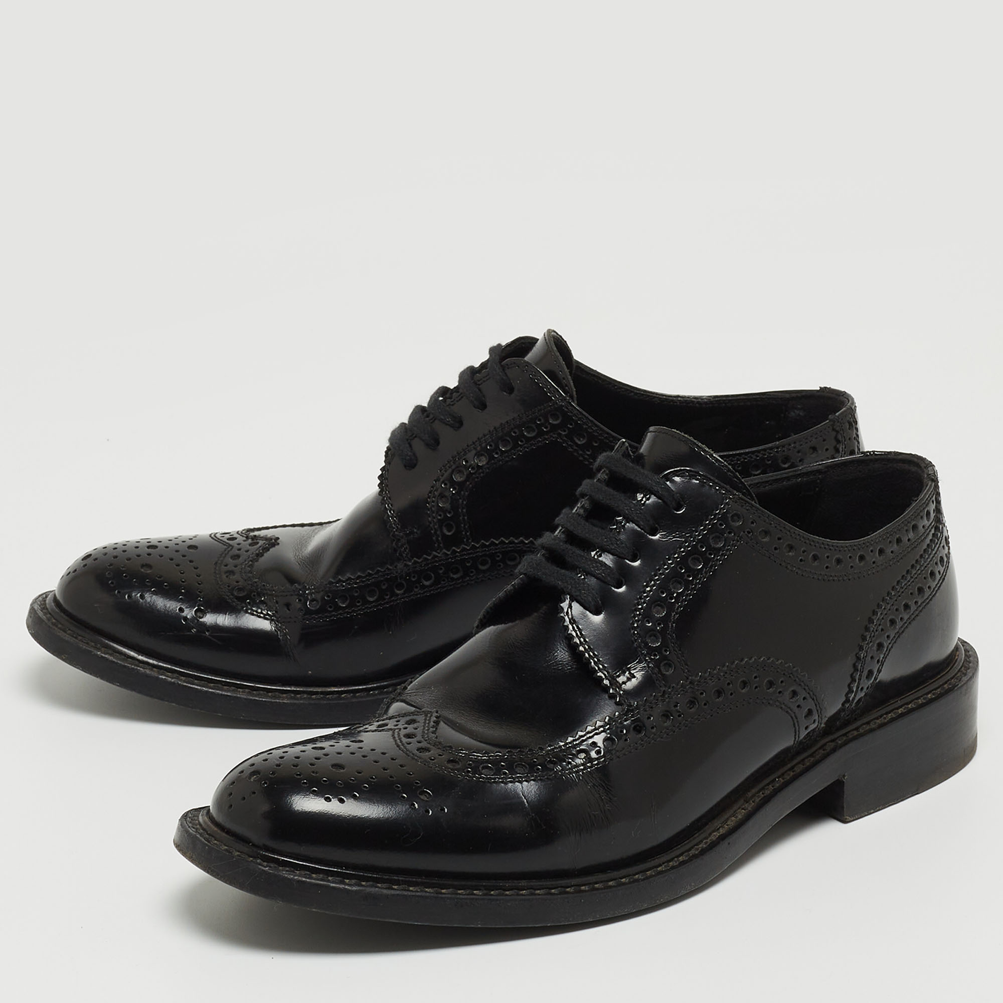 

Saint Laurent Black Brogues Leather Lace Up Derby Size