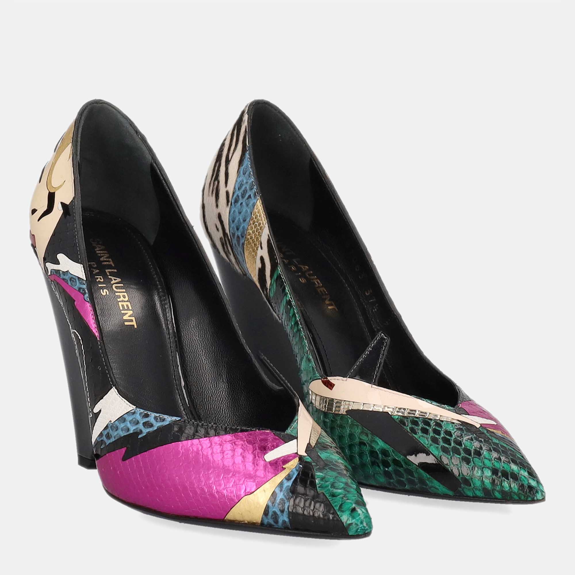 

Saint Laurent Women's Exotic Skin Leather Heels - Green - EU