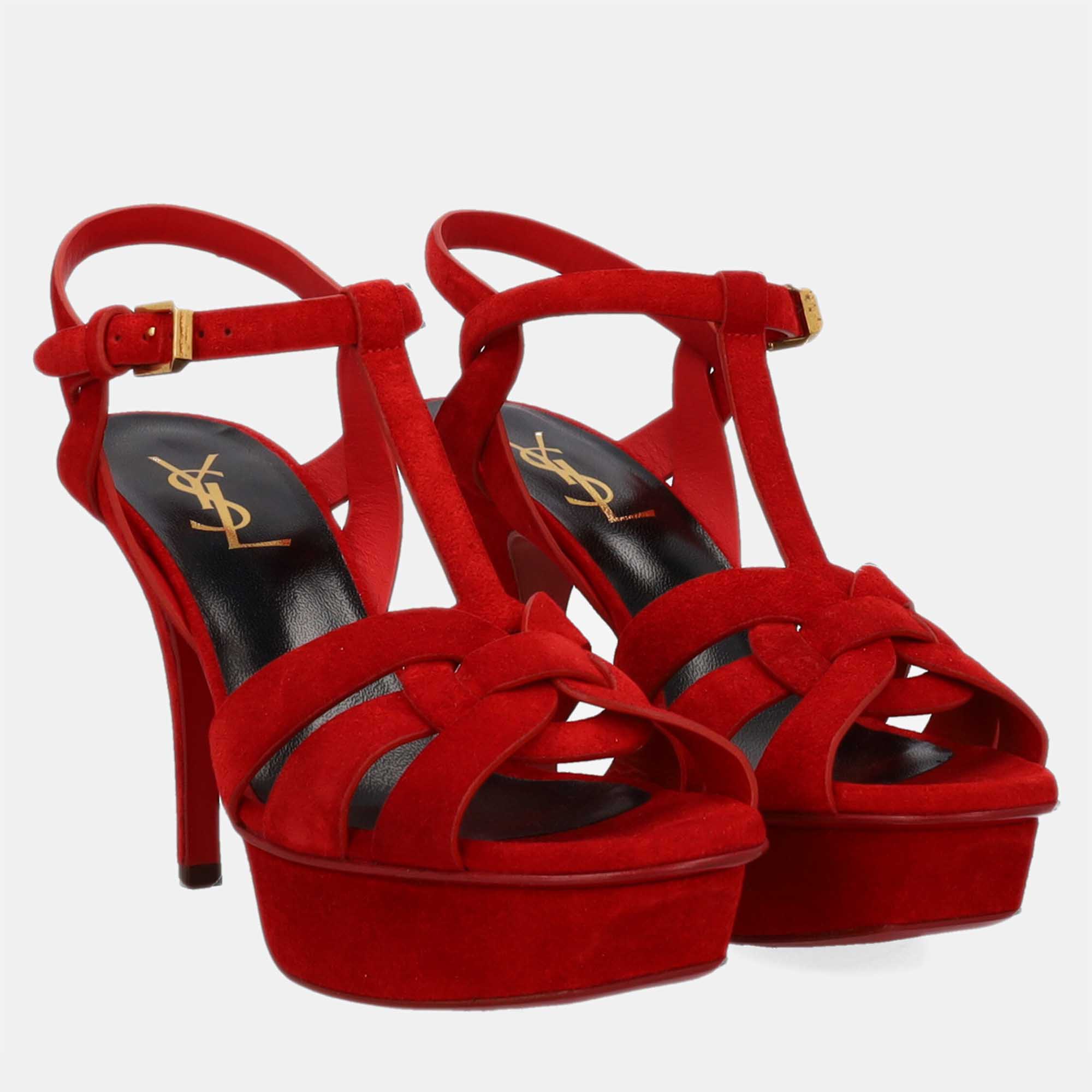 

Saint Laurent Women's Leather Sandals - Red - EU
