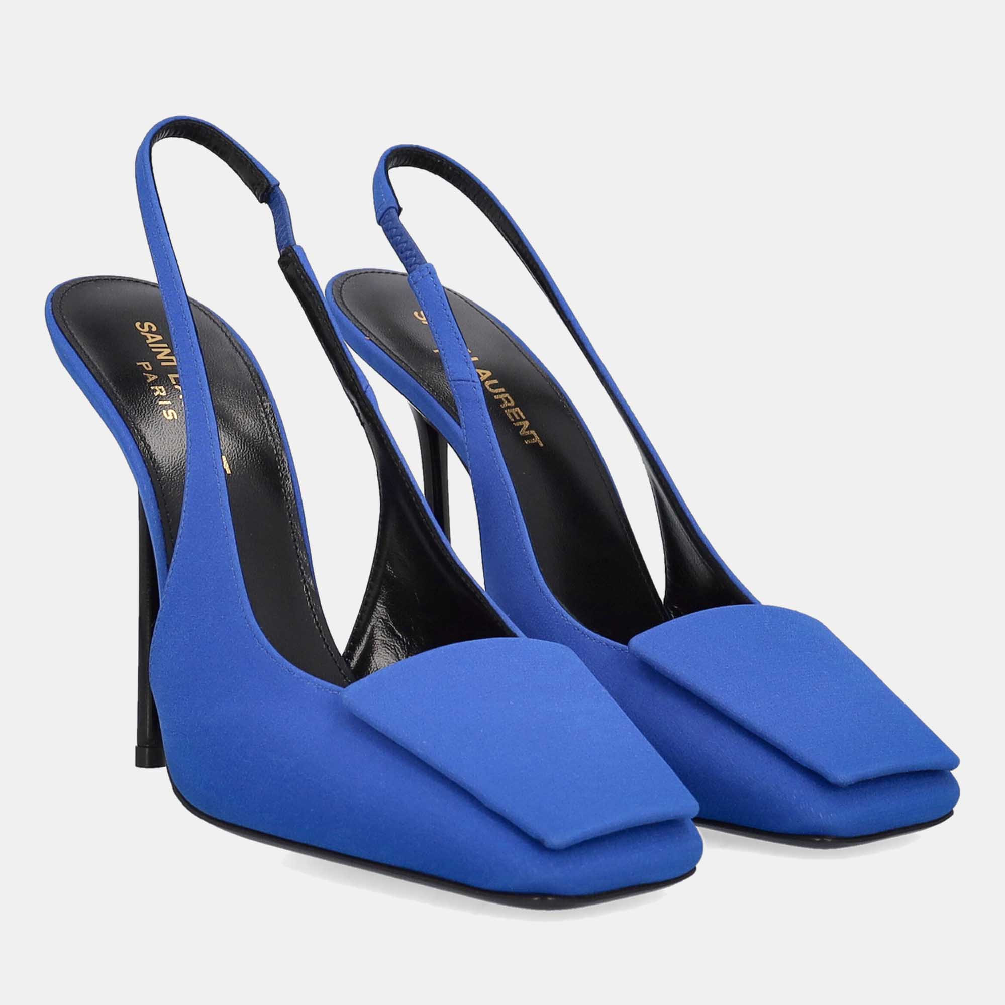 

Saint Laurent Women's Fabric Heels - Navy - EU, Navy blue