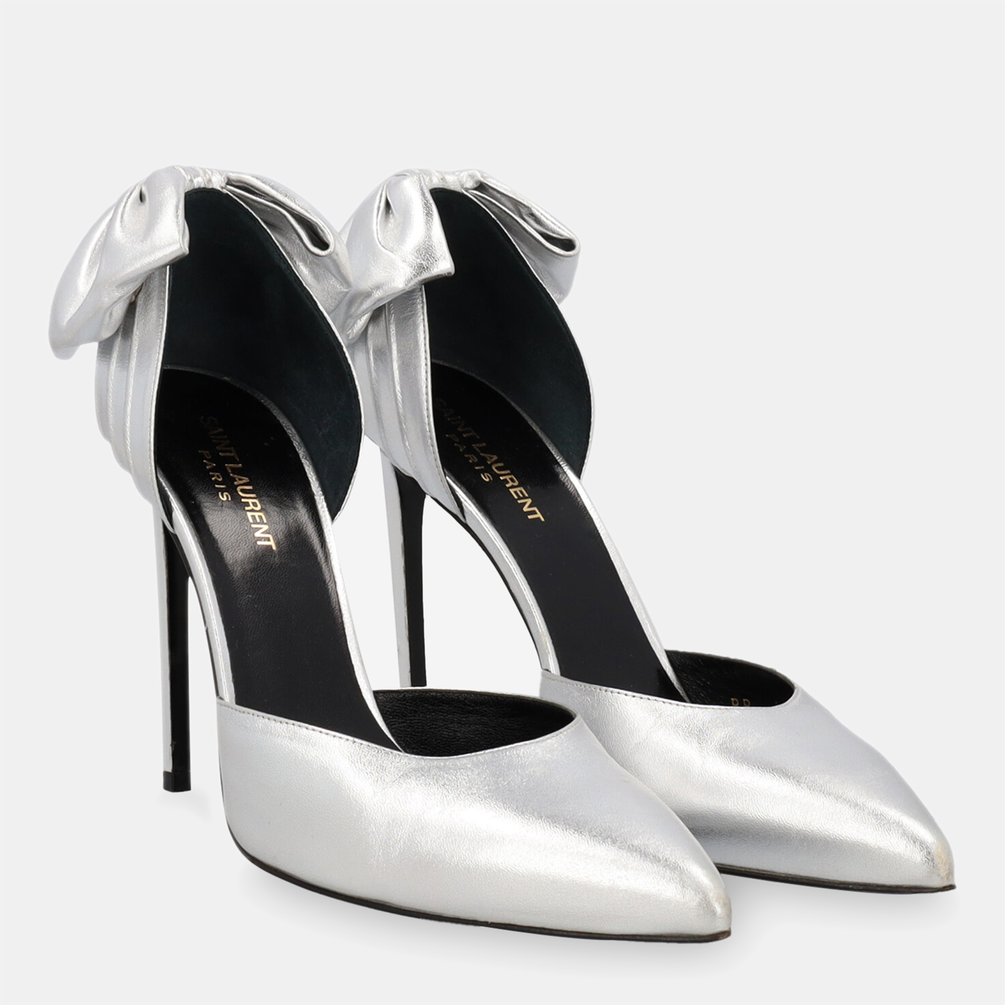 

Saint Laurent Women's Leather Heels - Silver - EU