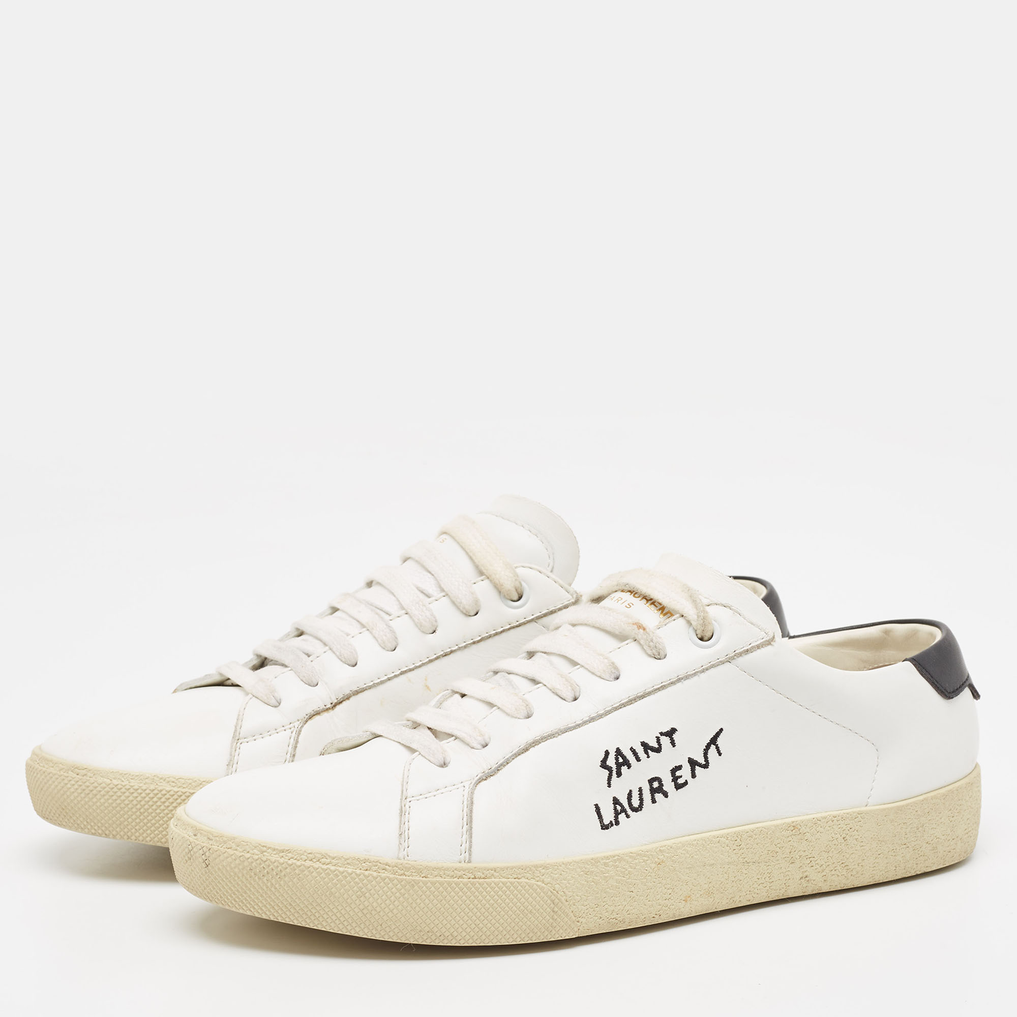 

Saint Laurent White Leather Court Classic SL/06 Sneakers Size