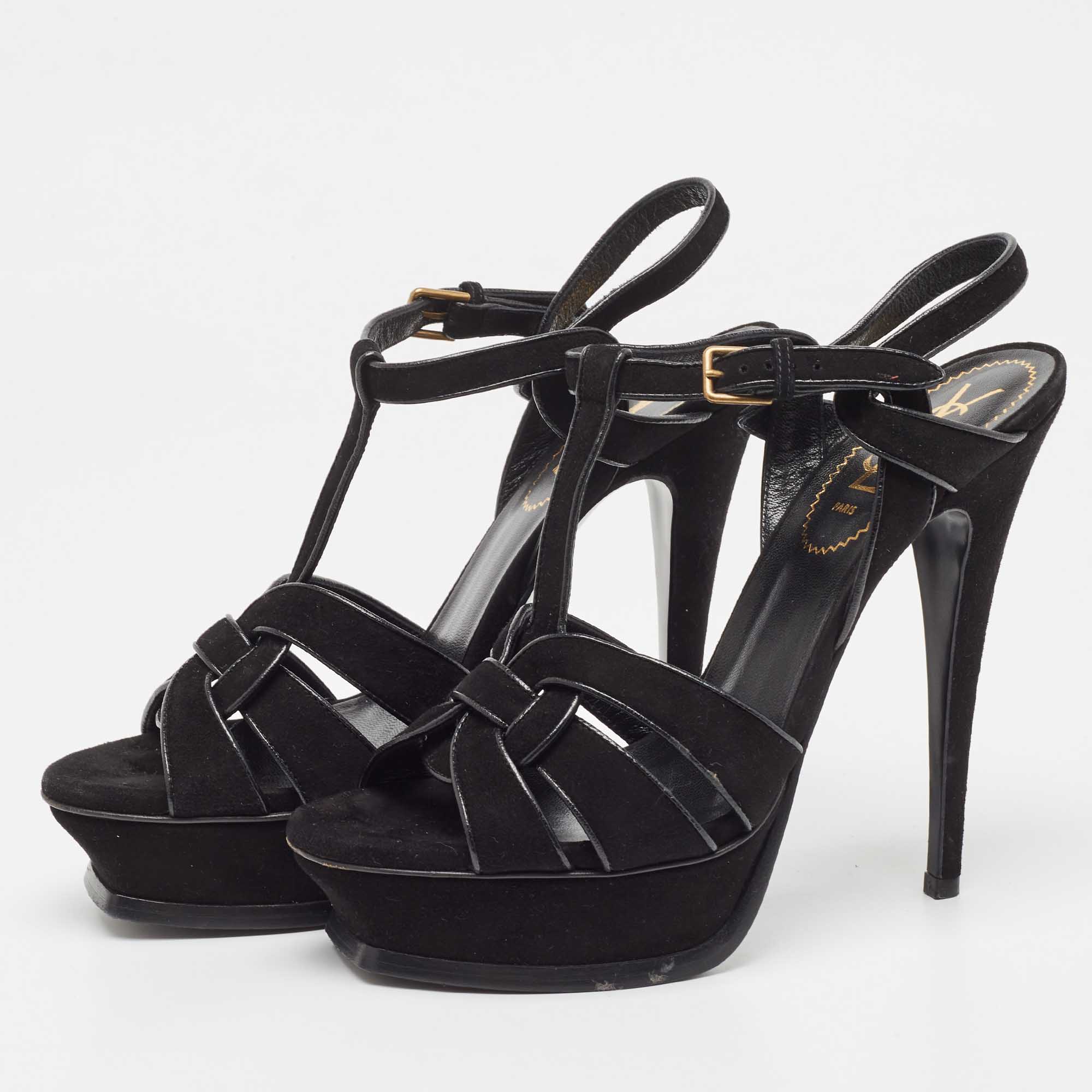 

Saint Laurent Black Suede Tribute Sandals Size