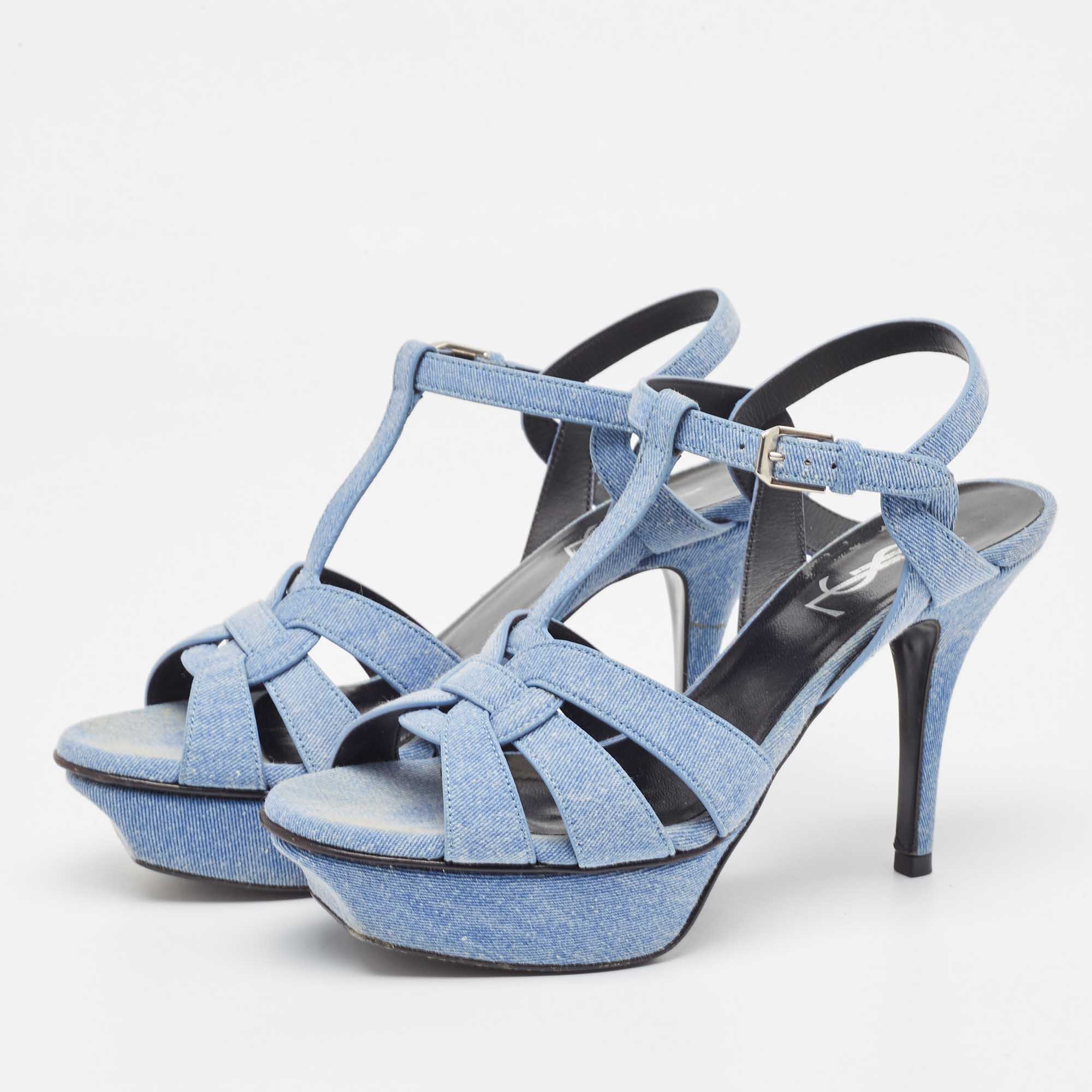 

Saint Laurent Blue Denim Tribute Sandals Size