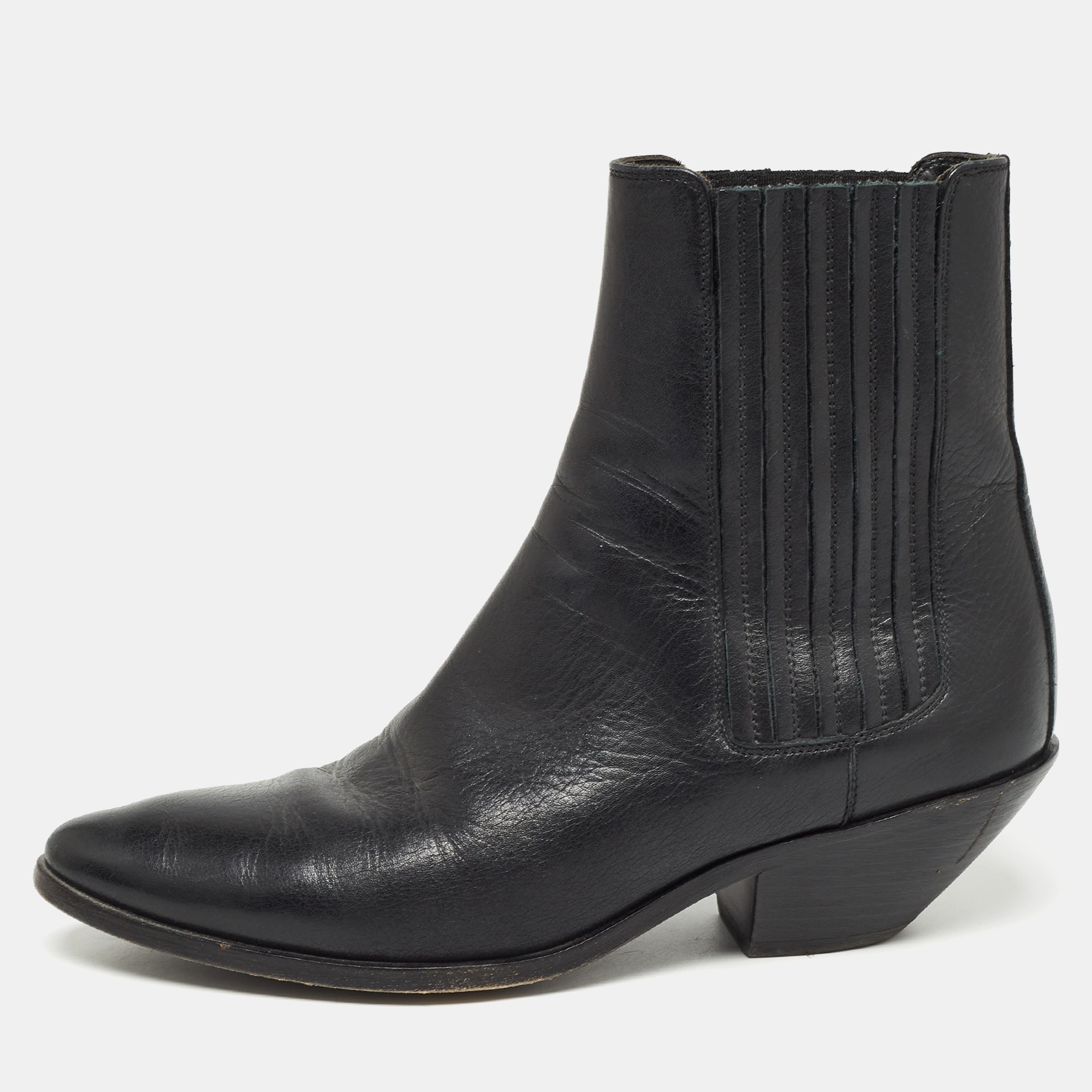 

Saint Laurent Black Leather West Chelsea Boots Size