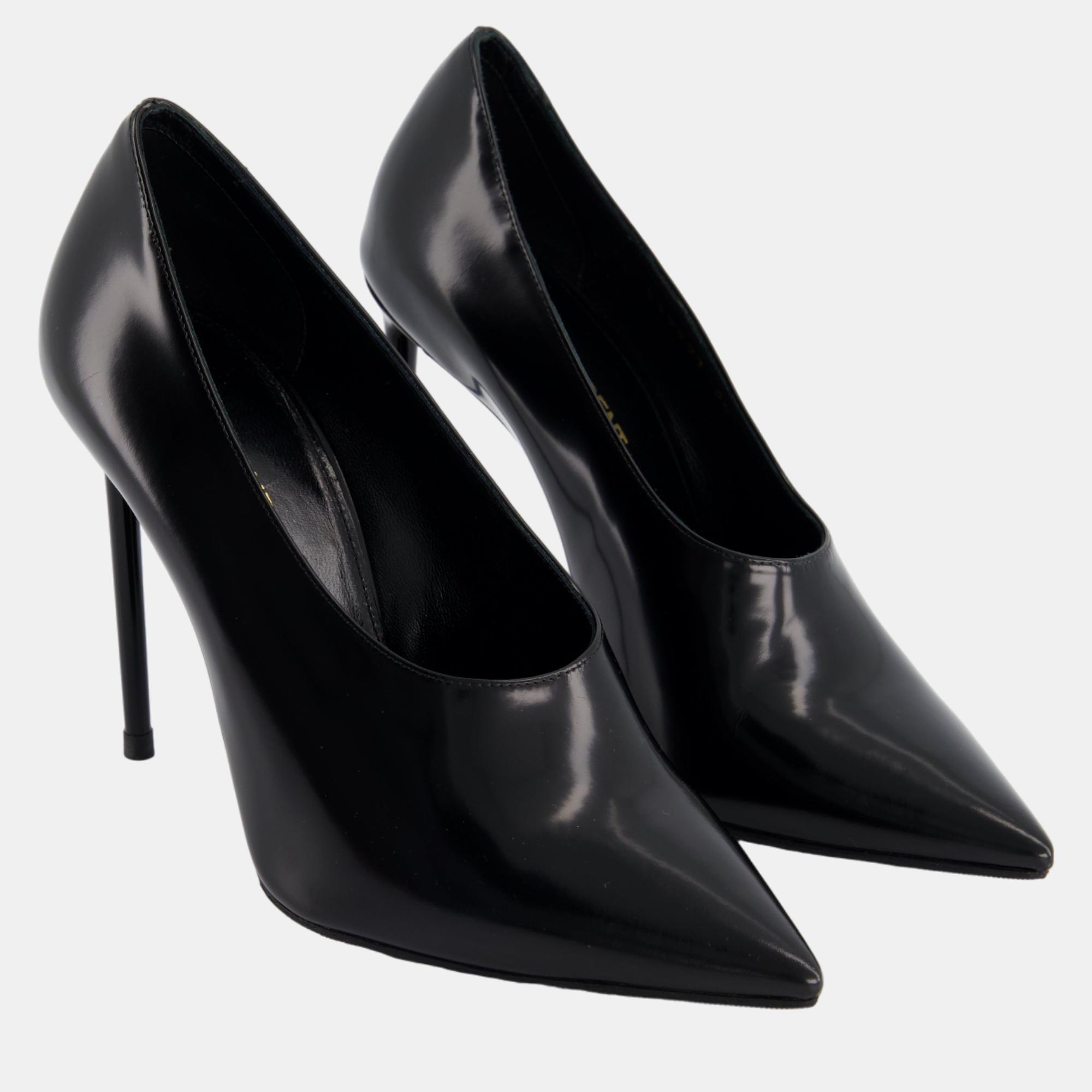 

Saint Laurent Black Patent Leather Heels with Pointed Toe Detail Size EU