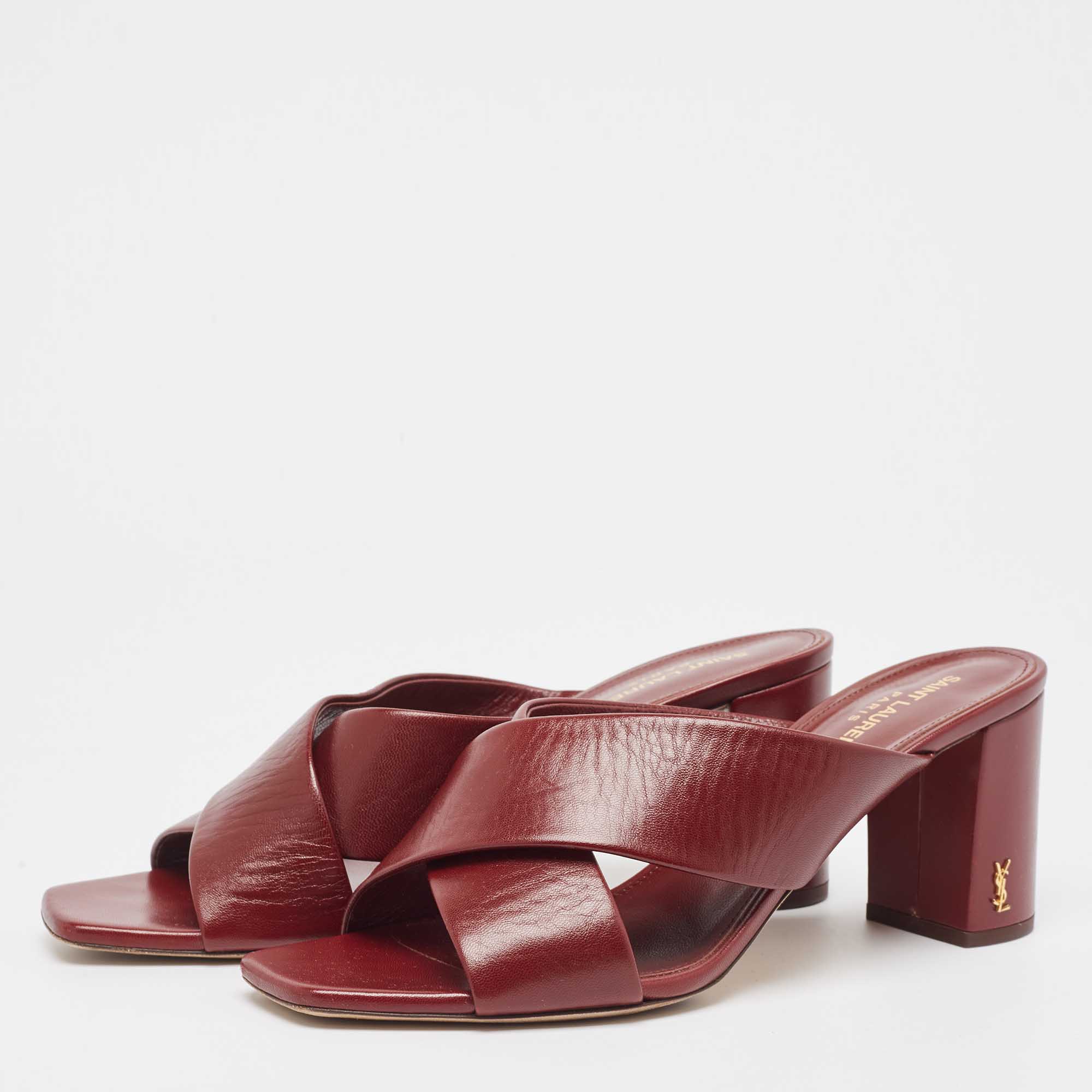 

Saint Laurent Red Leather Loulou Slide Sandals Size