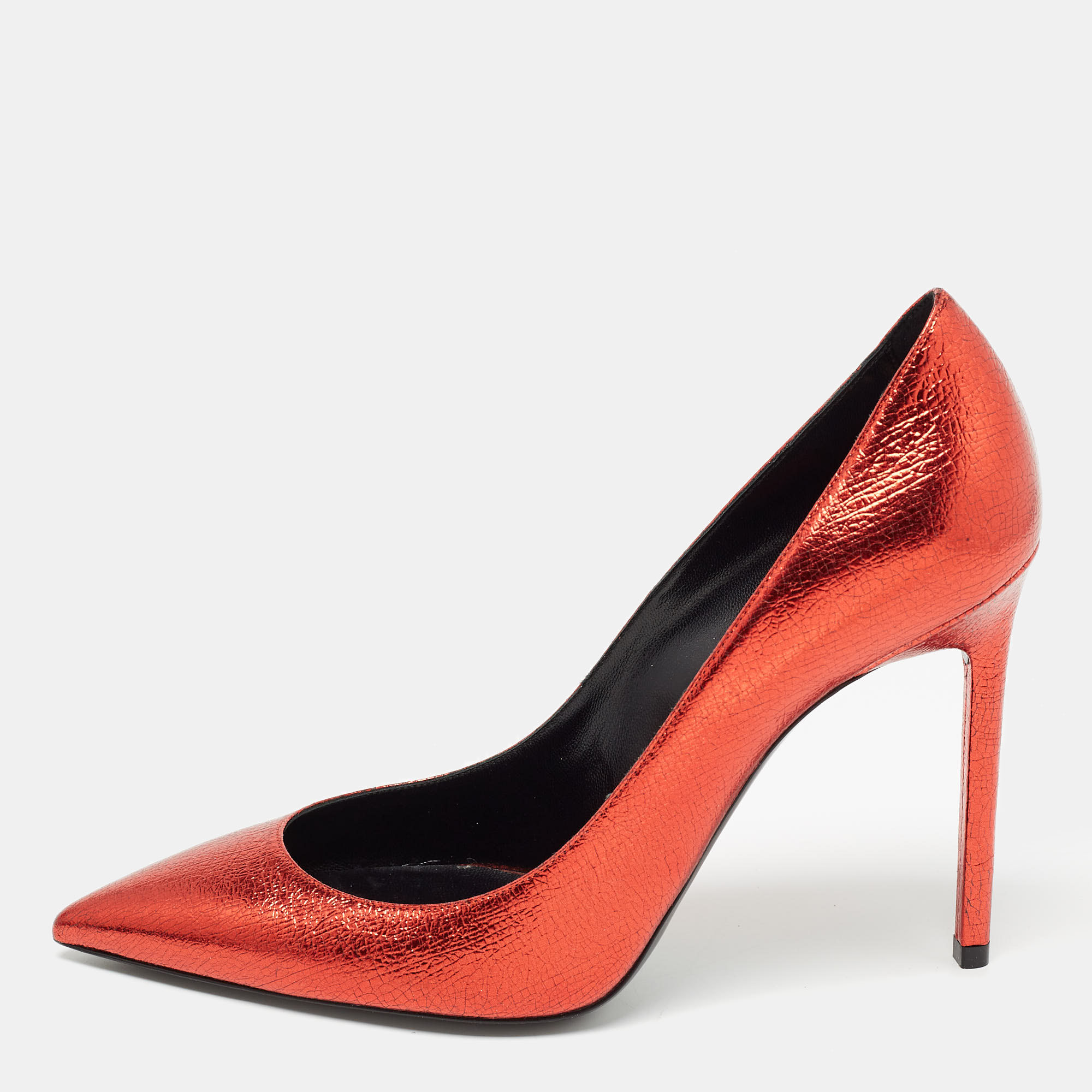 

Saint Laurent Red Textured Leather Anja Pumps Size