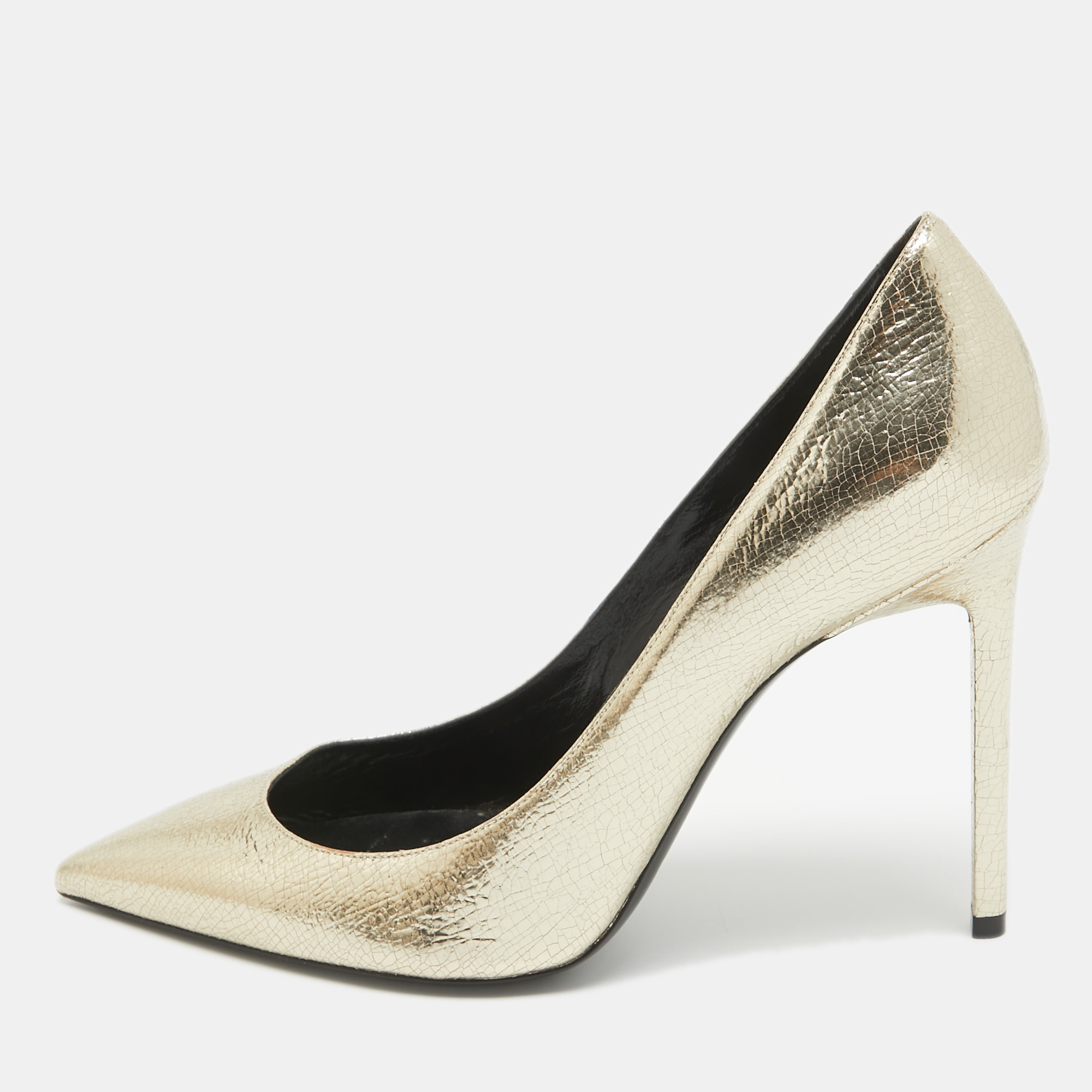 

Saint Laurent Gold Leather Anja Pointed Toe Pumps Size