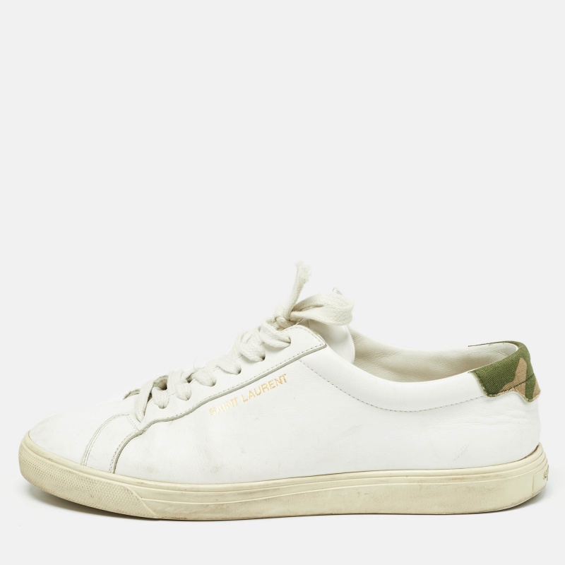Pre-owned Saint Laurent White Leather Court Classic Sneakers Size 40