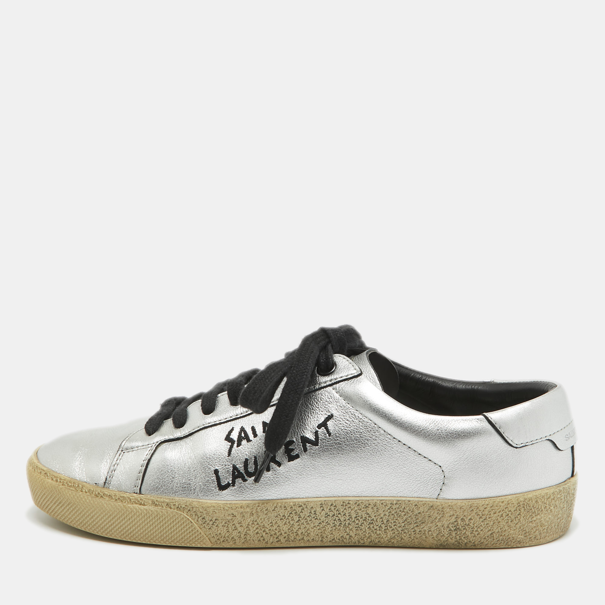 

Saint Laurent Silver Leather Court Classic Sneakers Size