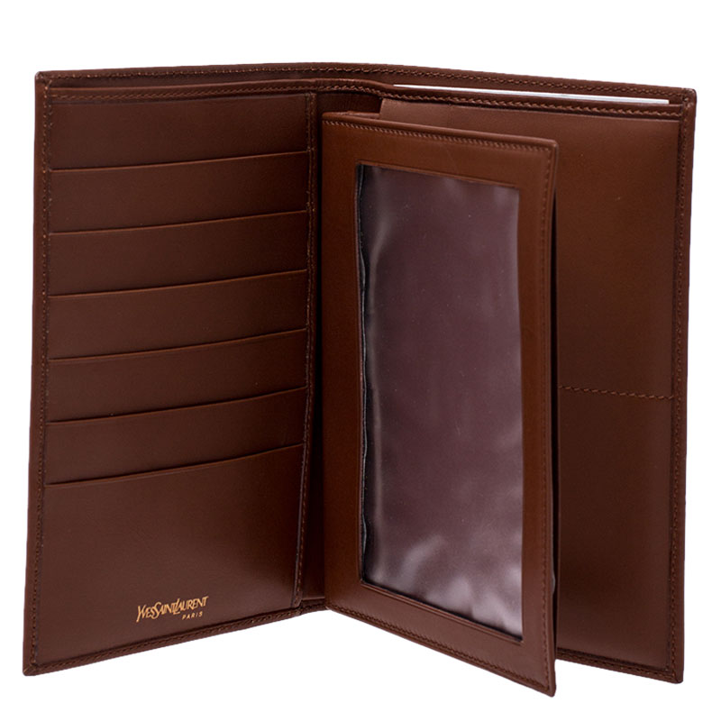 

Saint Laurent Brown Leather Passport Cover
