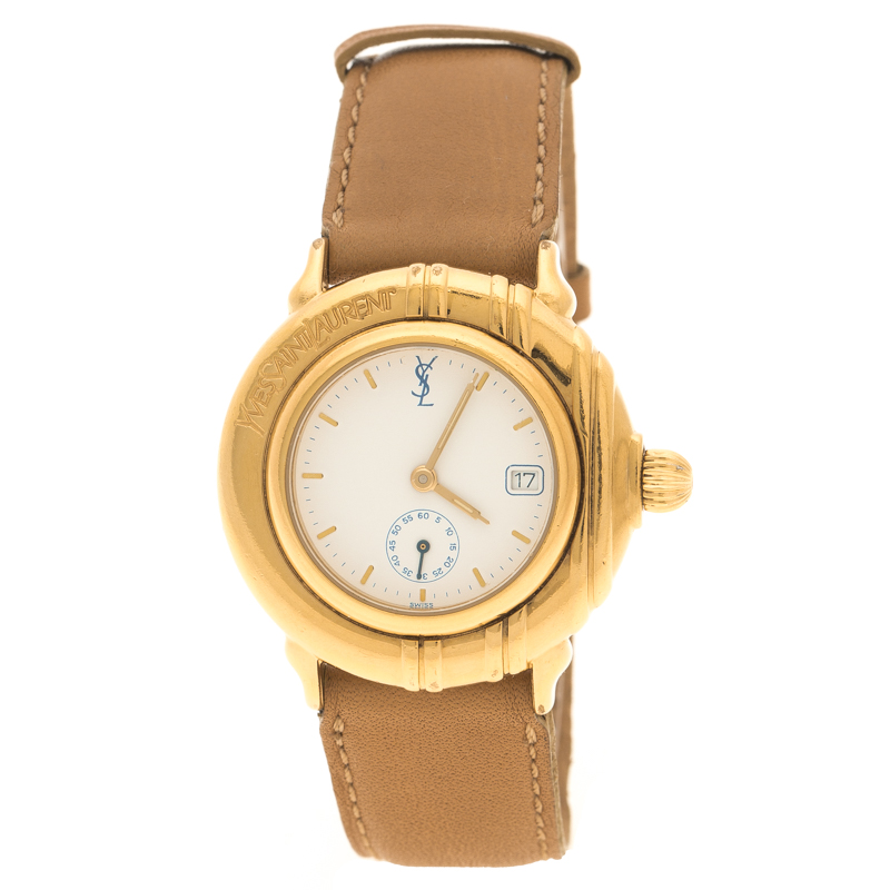Saint Laurent Paris White Gold Tone Women's Wristwatch 32 mm