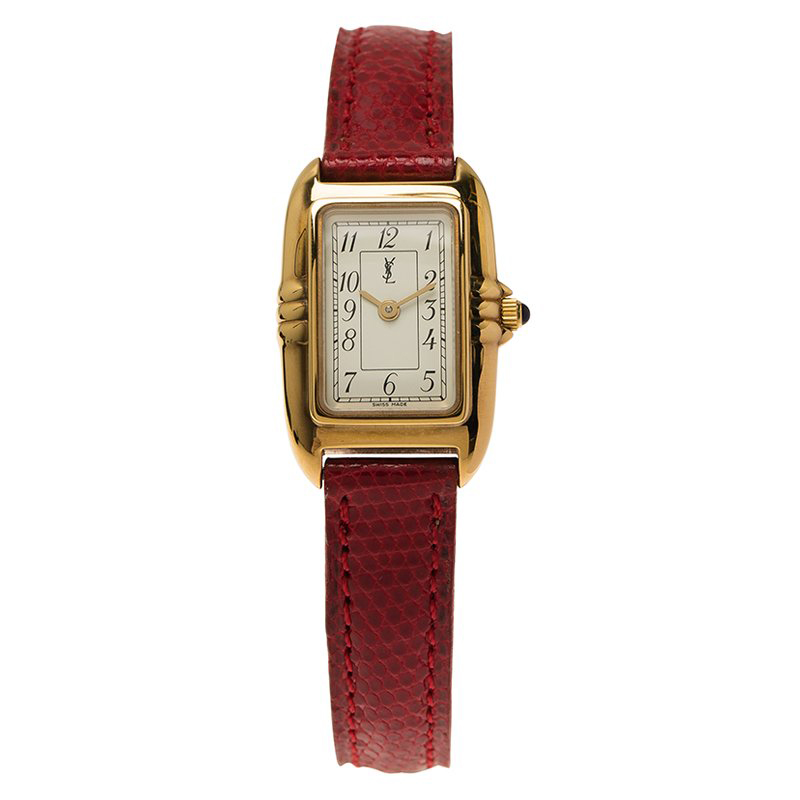 Saint Laurent Paris White Gold-Plated Stainless Steel Classic Women's Wristwatch 18MM