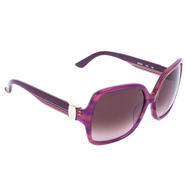 Pre Owned Salvatore Ferragamo Striped Purple 659S Square Oversized Womens Sunglasses